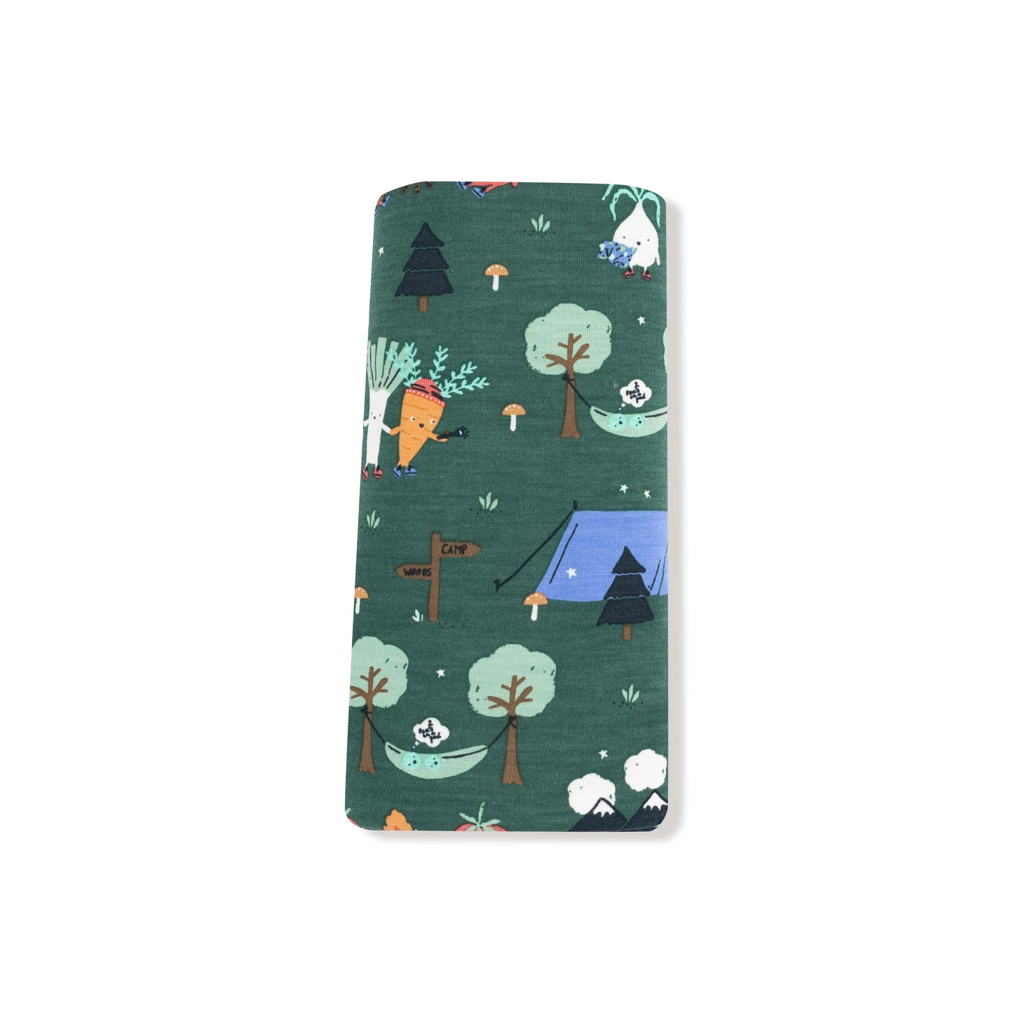 Swaddle Blanket in our  Camping Veggies print from Angel Dear