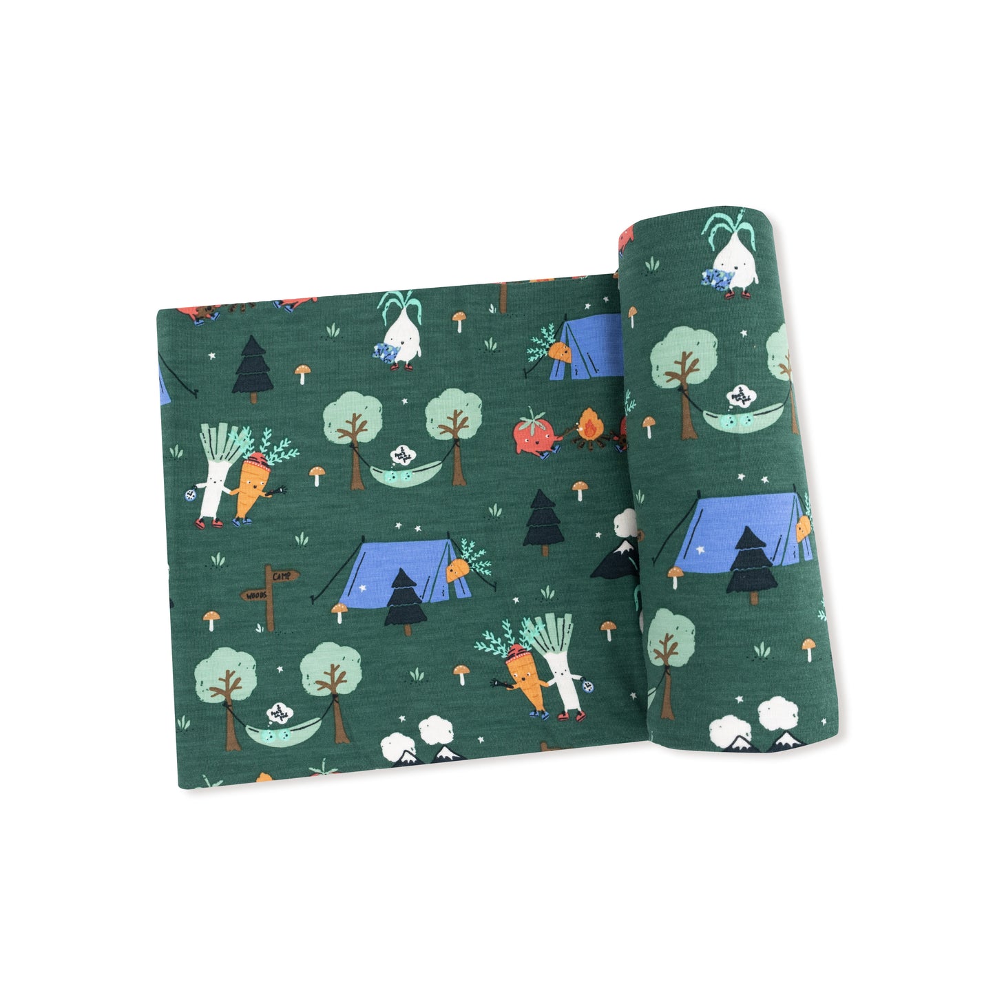 Swaddle Blanket in our  Camping Veggies print from Angel Dear