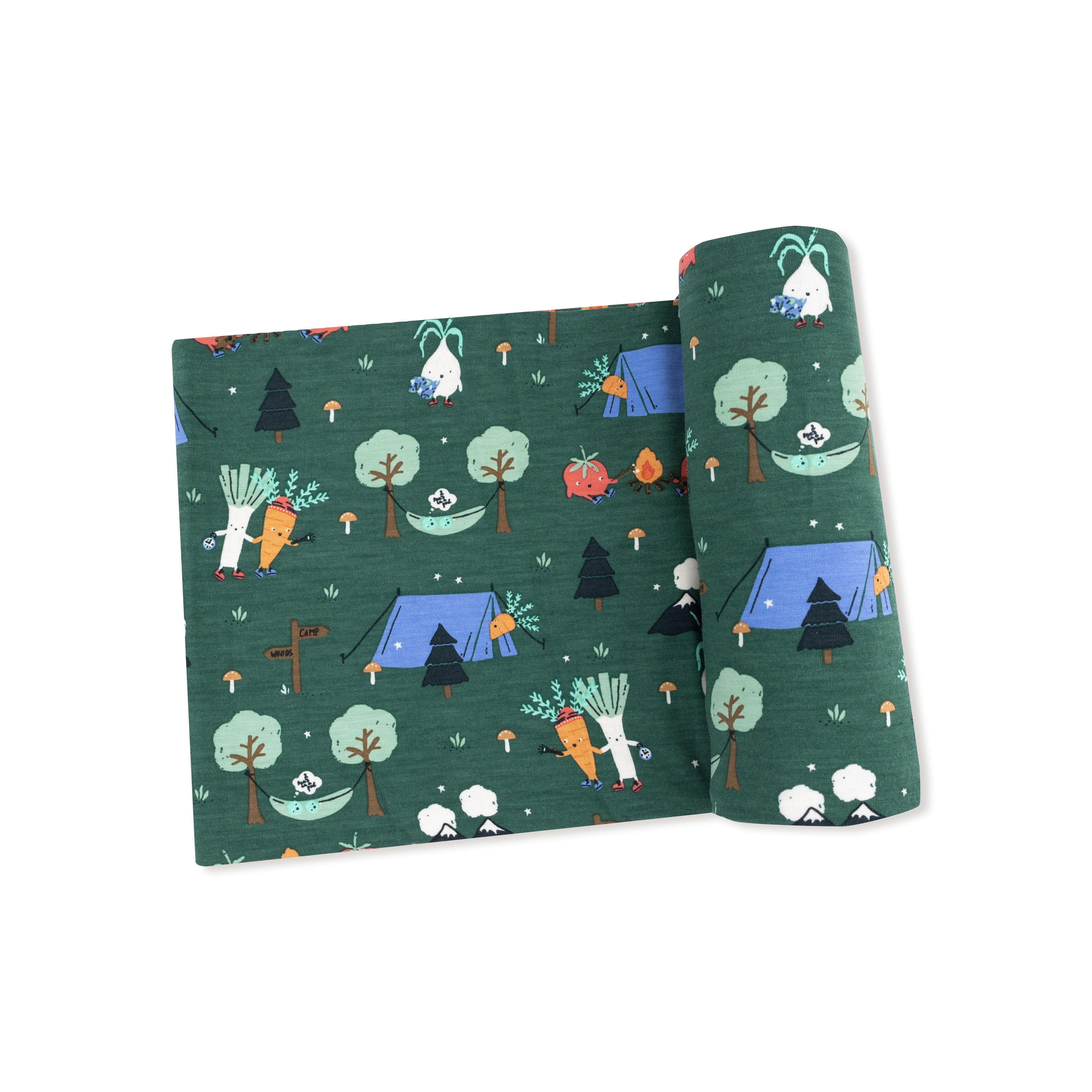 Swaddle Blanket in our  Camping Veggies print from Angel Dear