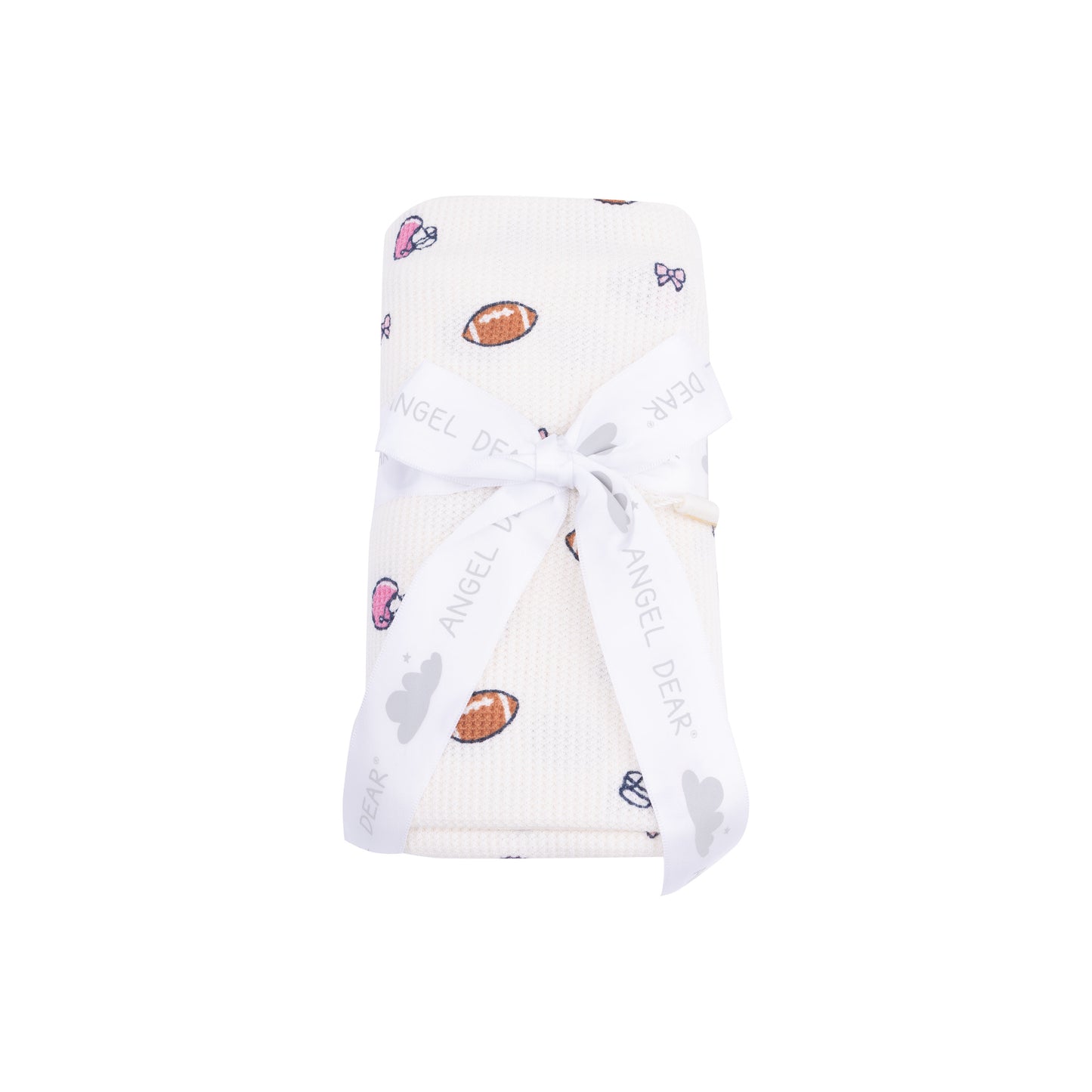 Swaddle Blanket in our  Footballs and Bows print from Angel Dear