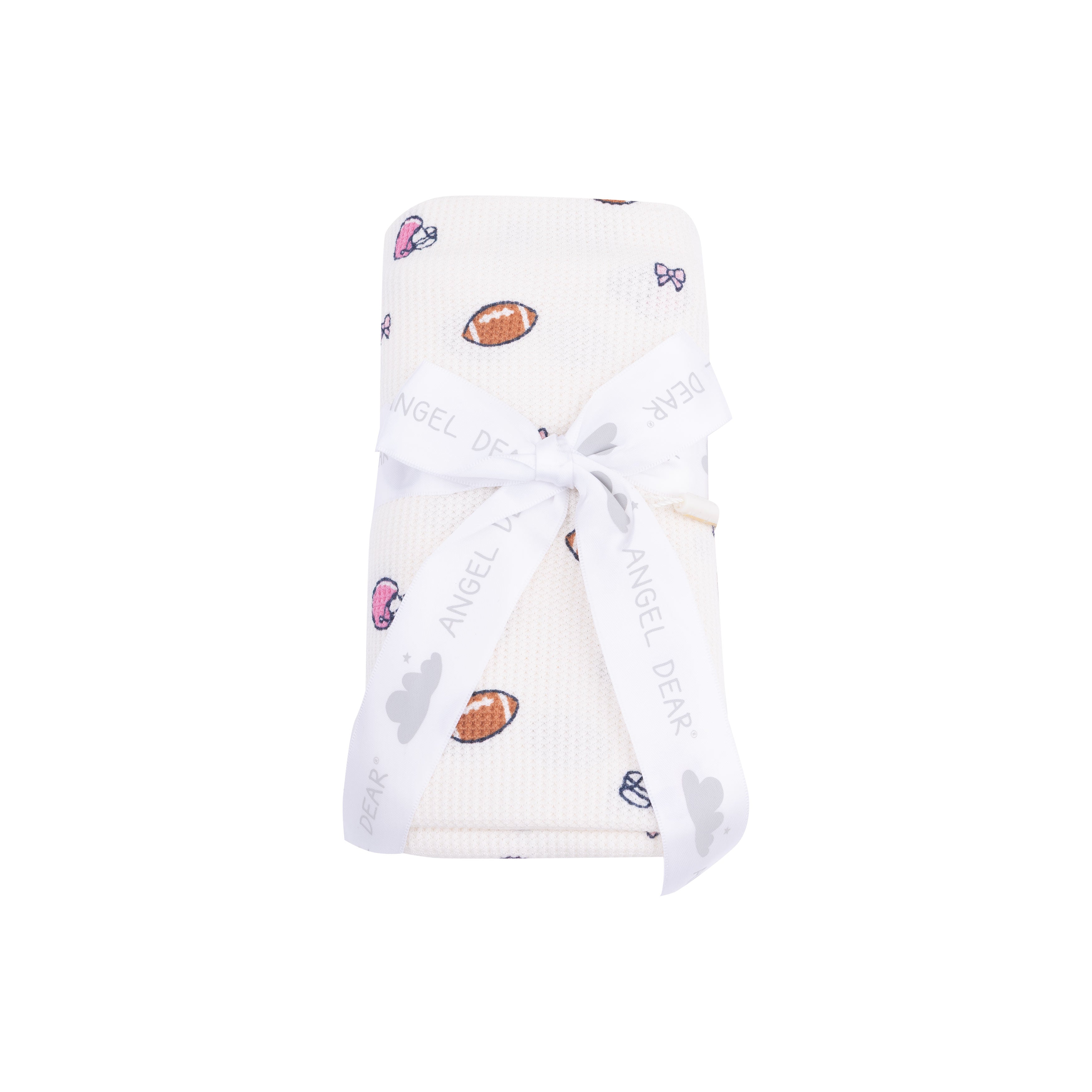 Swaddle Blanket in our  Footballs and Bows print from Angel Dear