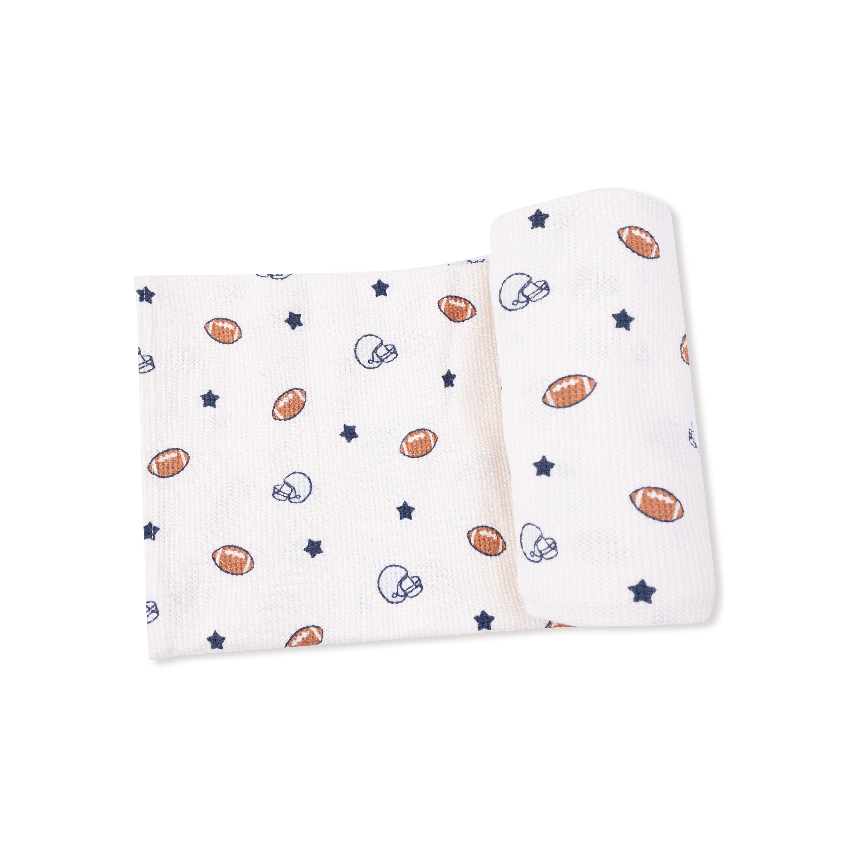 Swaddle Blanket in our  Footballs and Stars print from Angel Dear