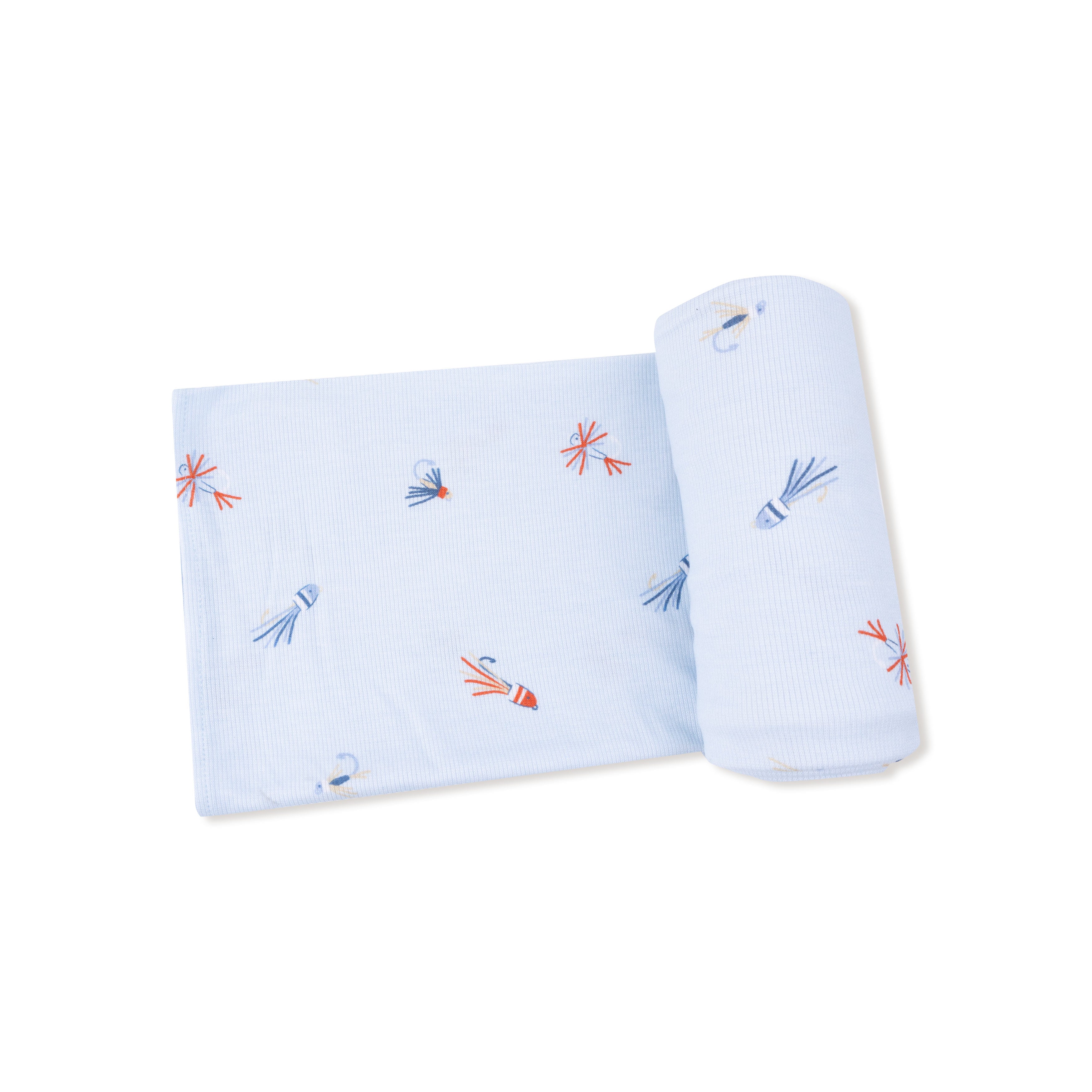 Swaddle Blanket in our  Fly Fishing Lures print from Angel Dear