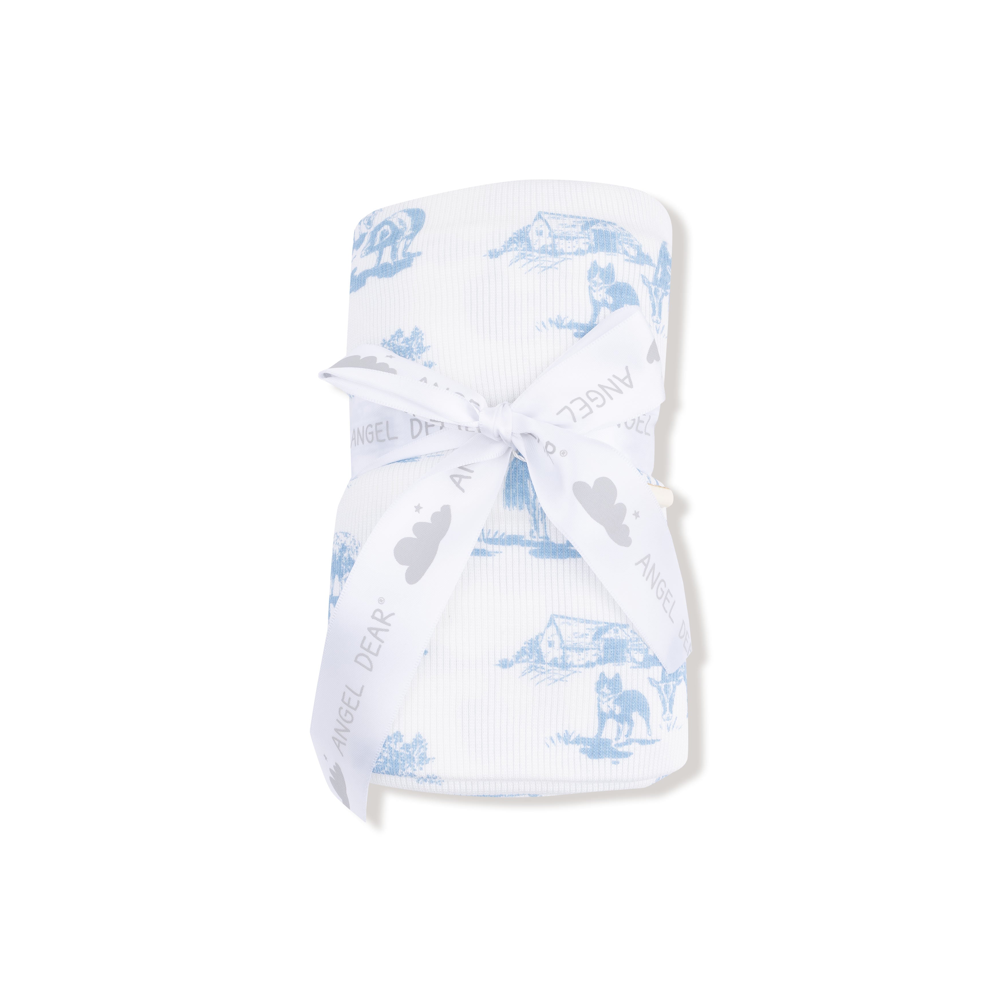 Swaddle Blanket in our  Farm Toile - Blue print from Angel Dear