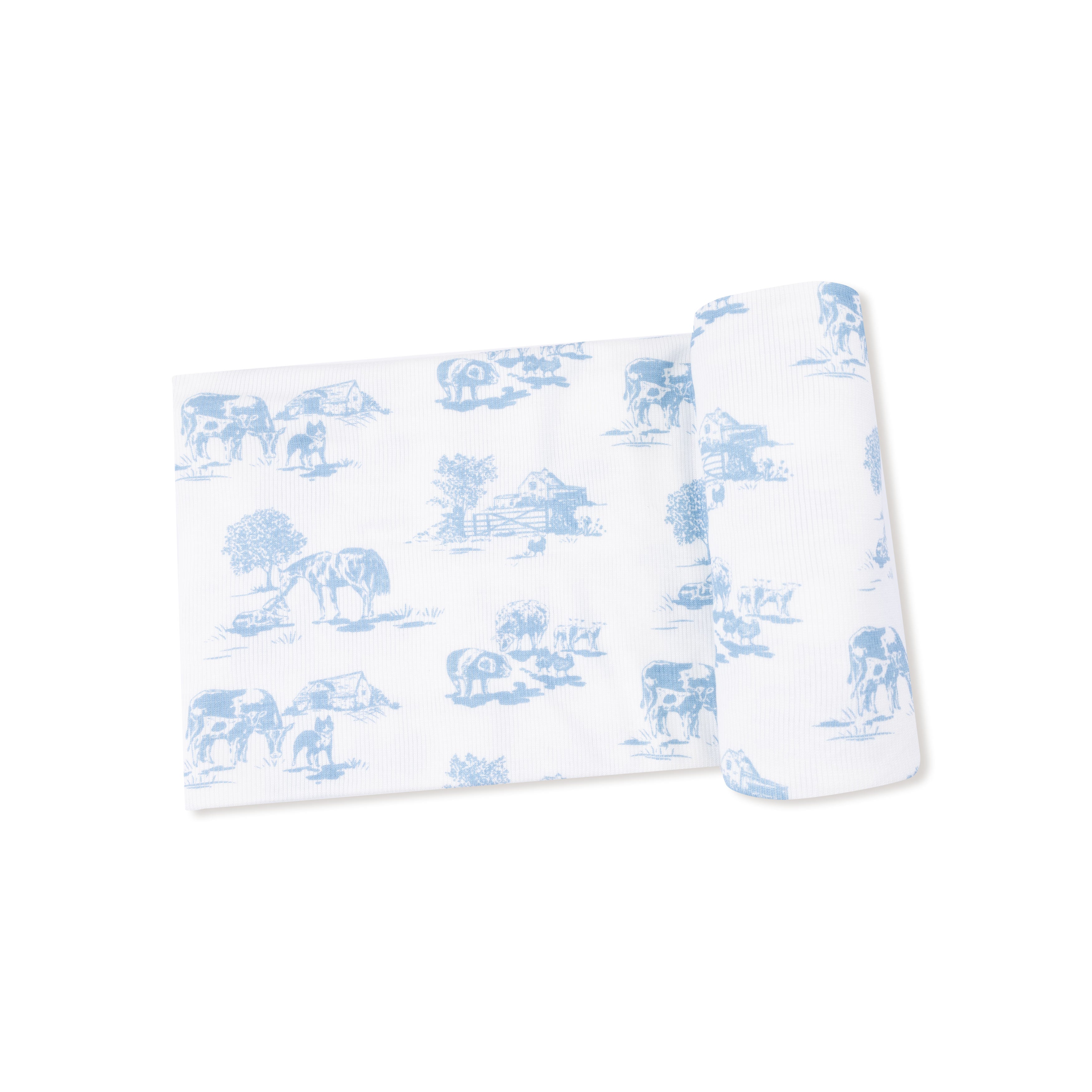Swaddle Blanket in our  Farm Toile - Blue print from Angel Dear