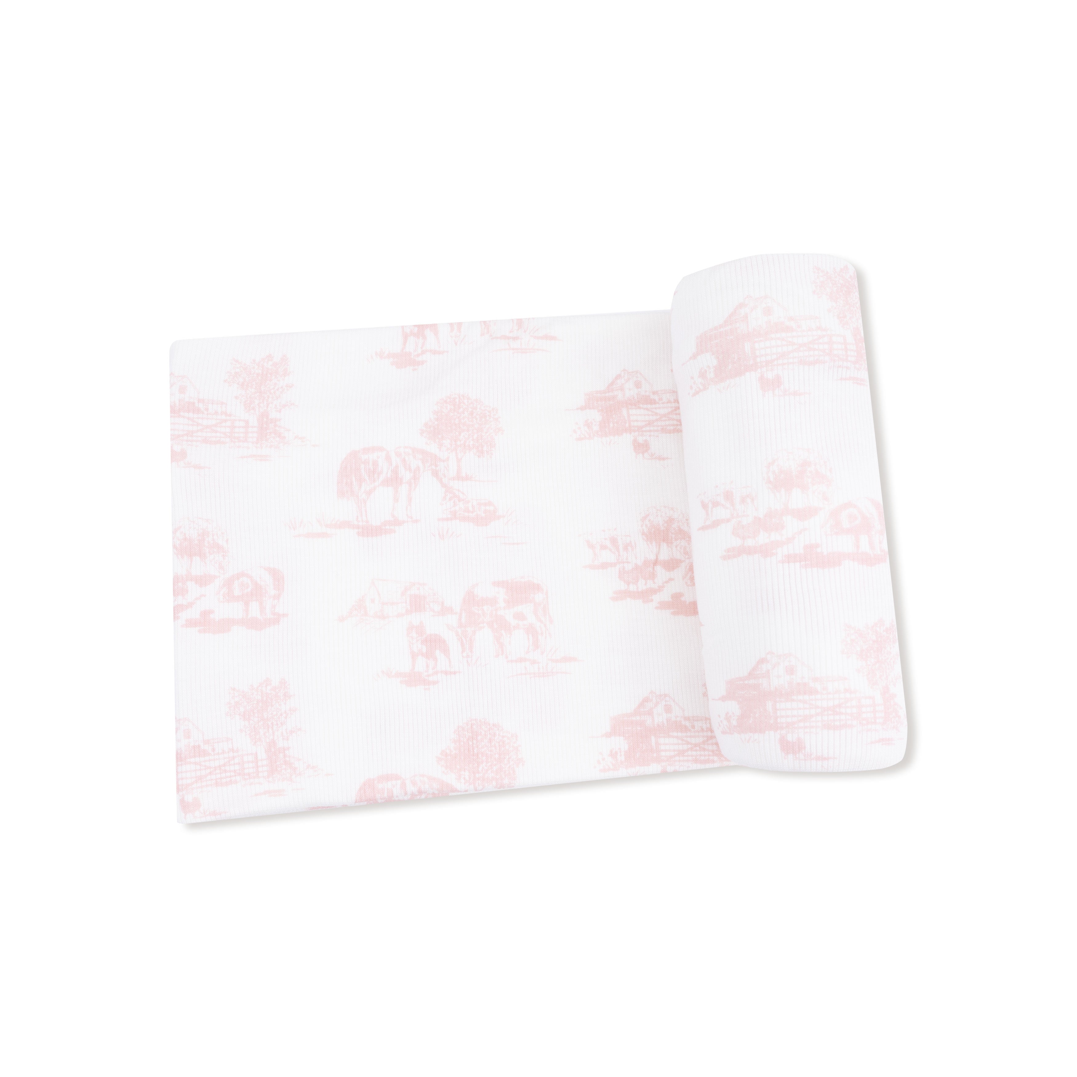 Swaddle Blanket in our  Farm Toile - Pink print from Angel Dear