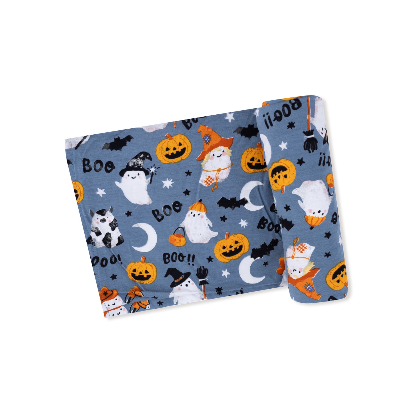 Swaddle Blanket in our  Costumed Ghosts - Glow In The Dark print from Angel Dear
