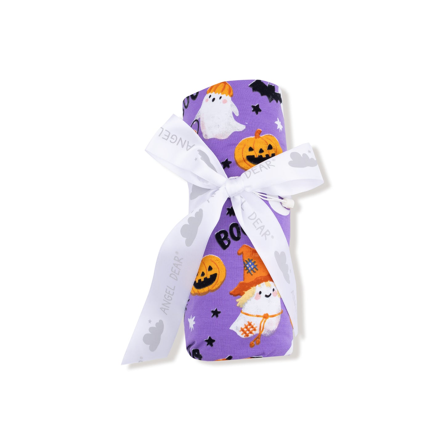 Swaddle Blanket in our  Costumed Ghosts - Glow In The Dark - Purple print from Angel Dear