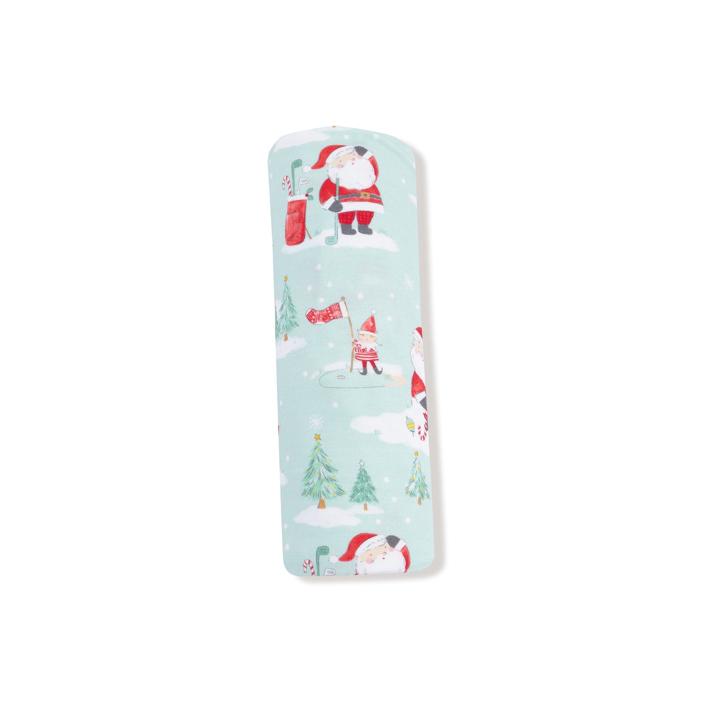Swaddle Blanket in our  Golfing Santa and Elves print from Angel Dear