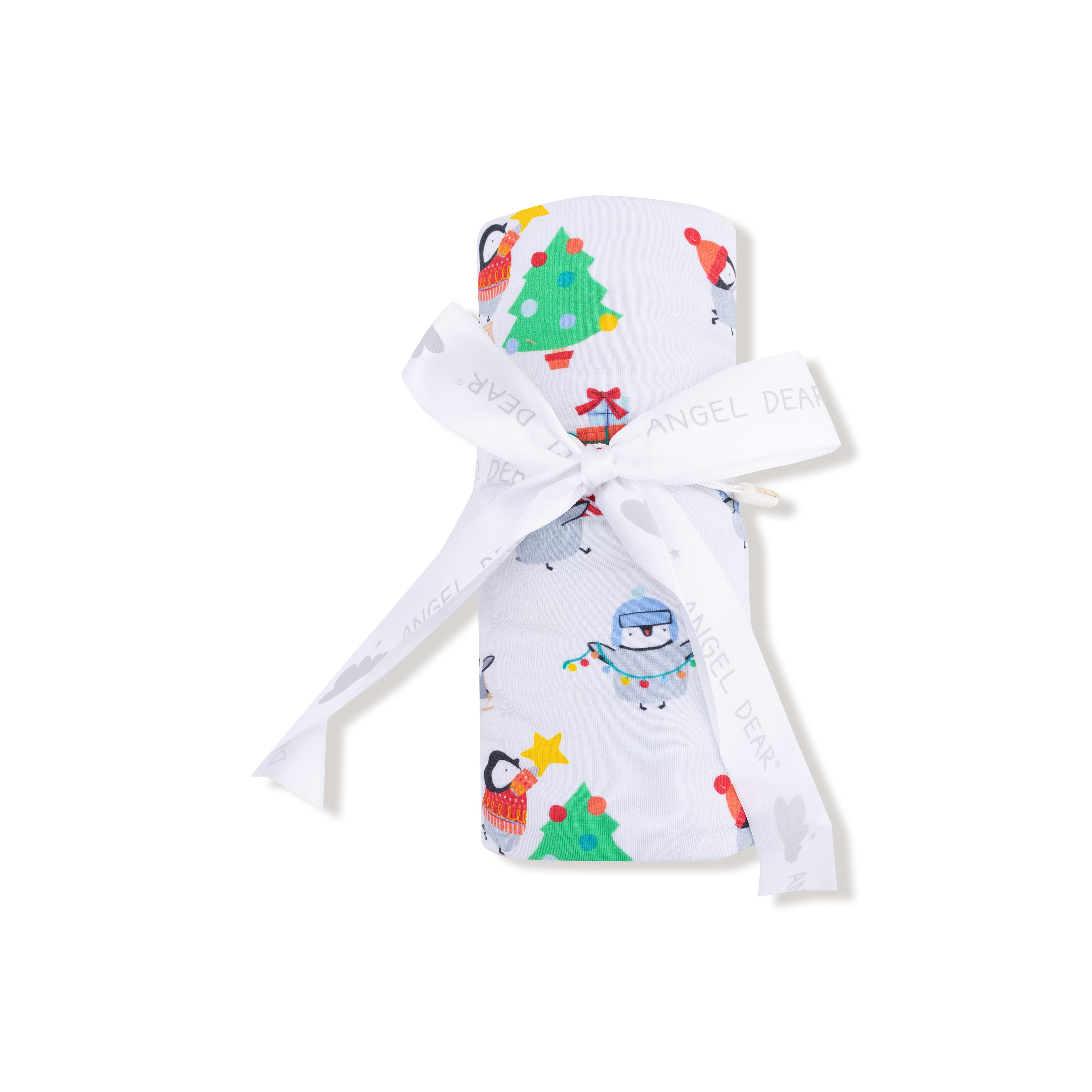 Swaddle Blanket in our  Holiday Penguins print from Angel Dear