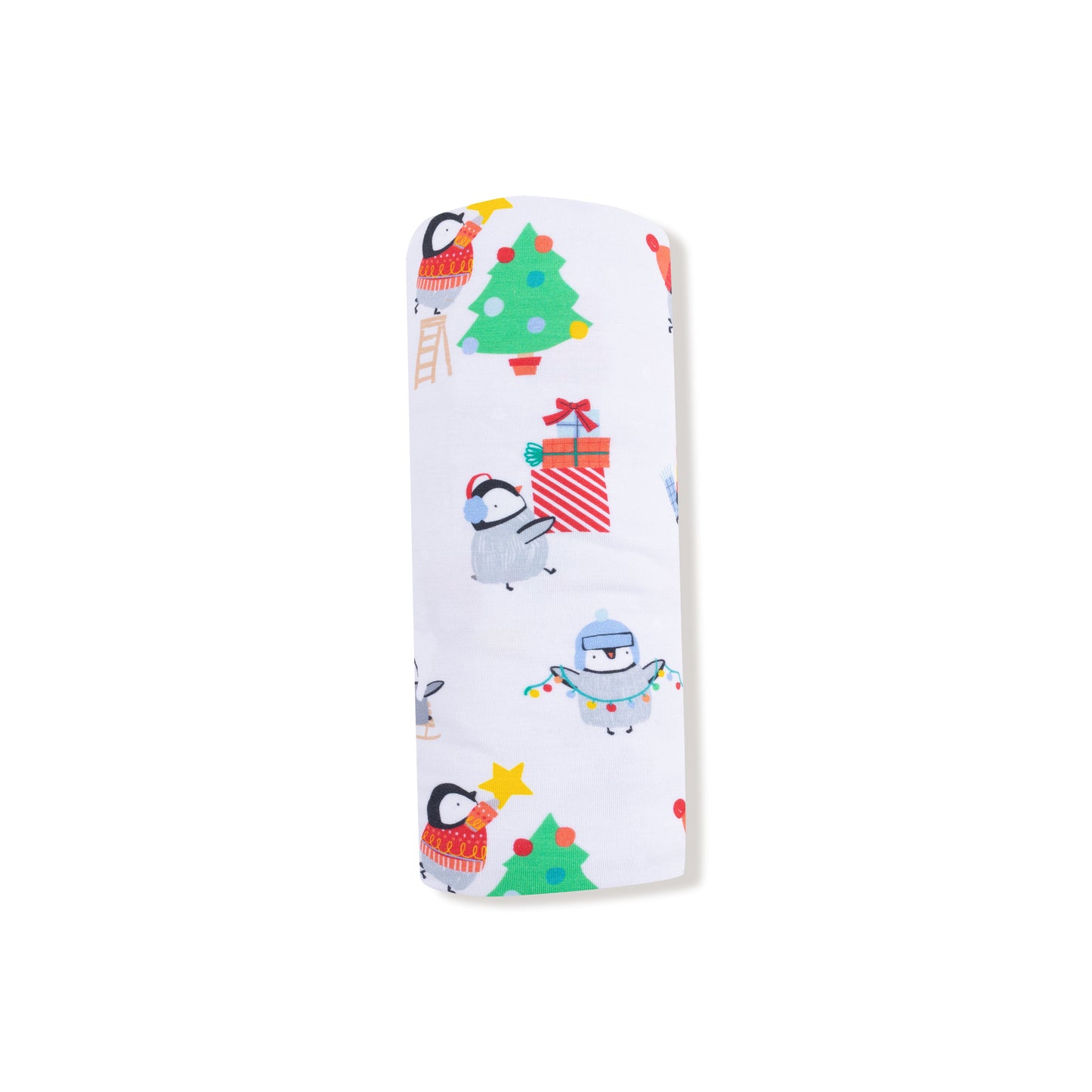 Swaddle Blanket in our  Holiday Penguins print from Angel Dear