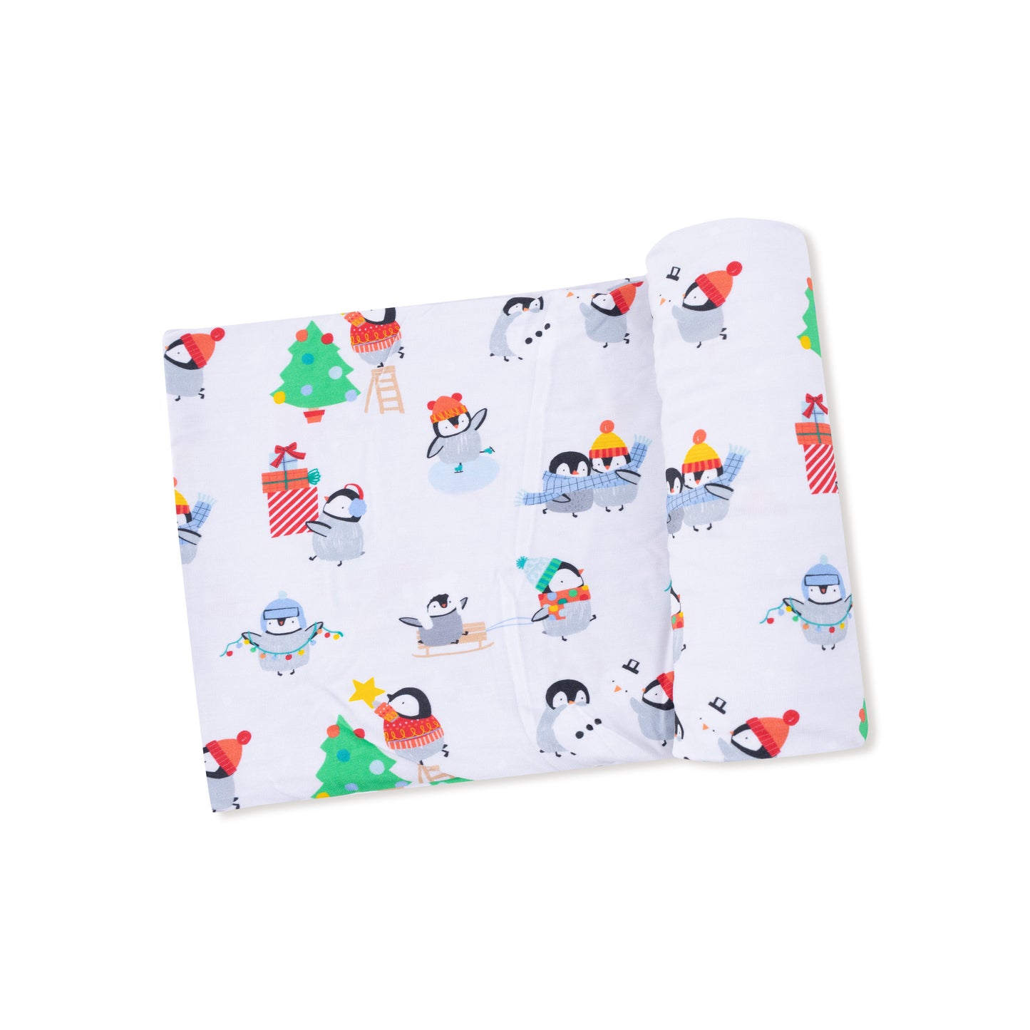 Swaddle Blanket in our  Holiday Penguins print from Angel Dear