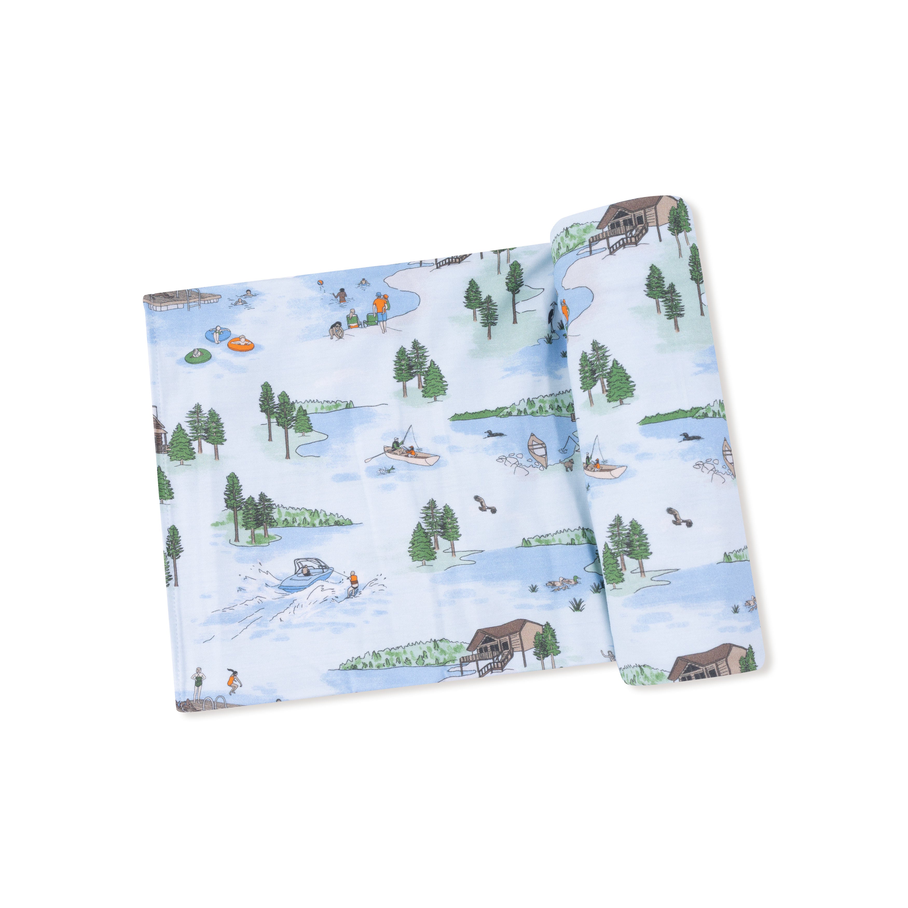 Swaddle Blanket in our  Lake Life print from Angel Dear