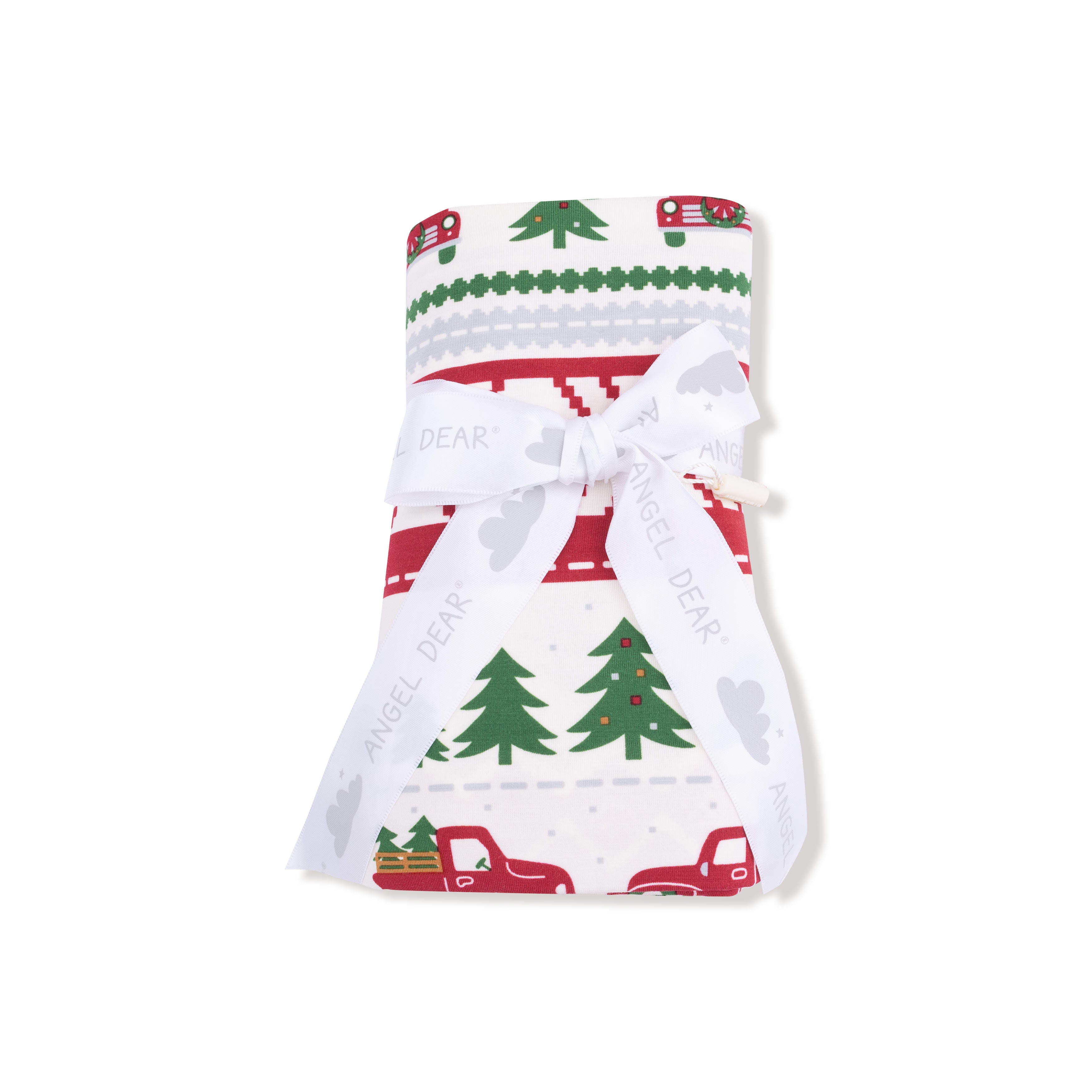 Swaddle Blanket in our  Red Truck Fair Isle print from Angel Dear