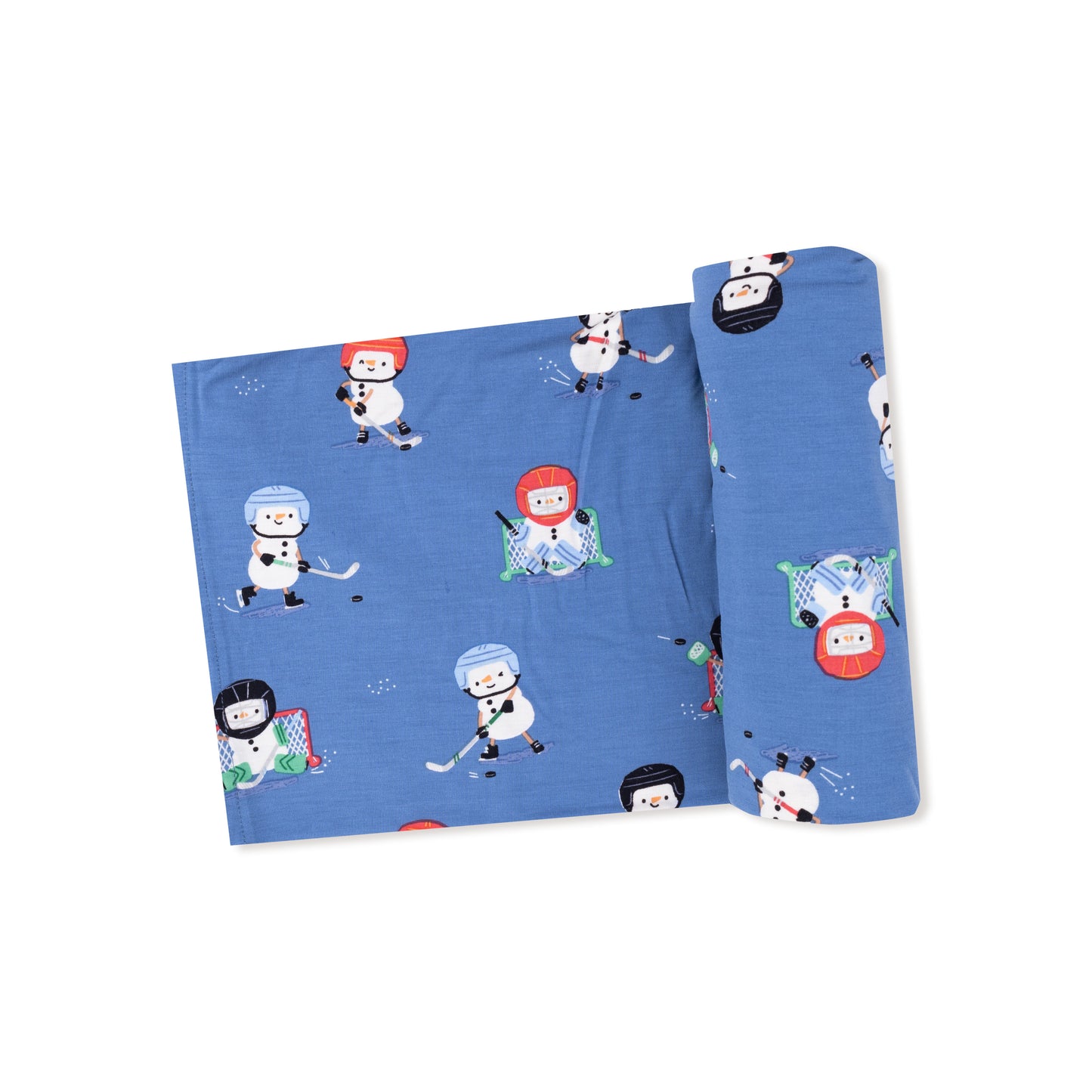 Swaddle Blanket in our  Snow Folks Ice Hockey print from Angel Dear