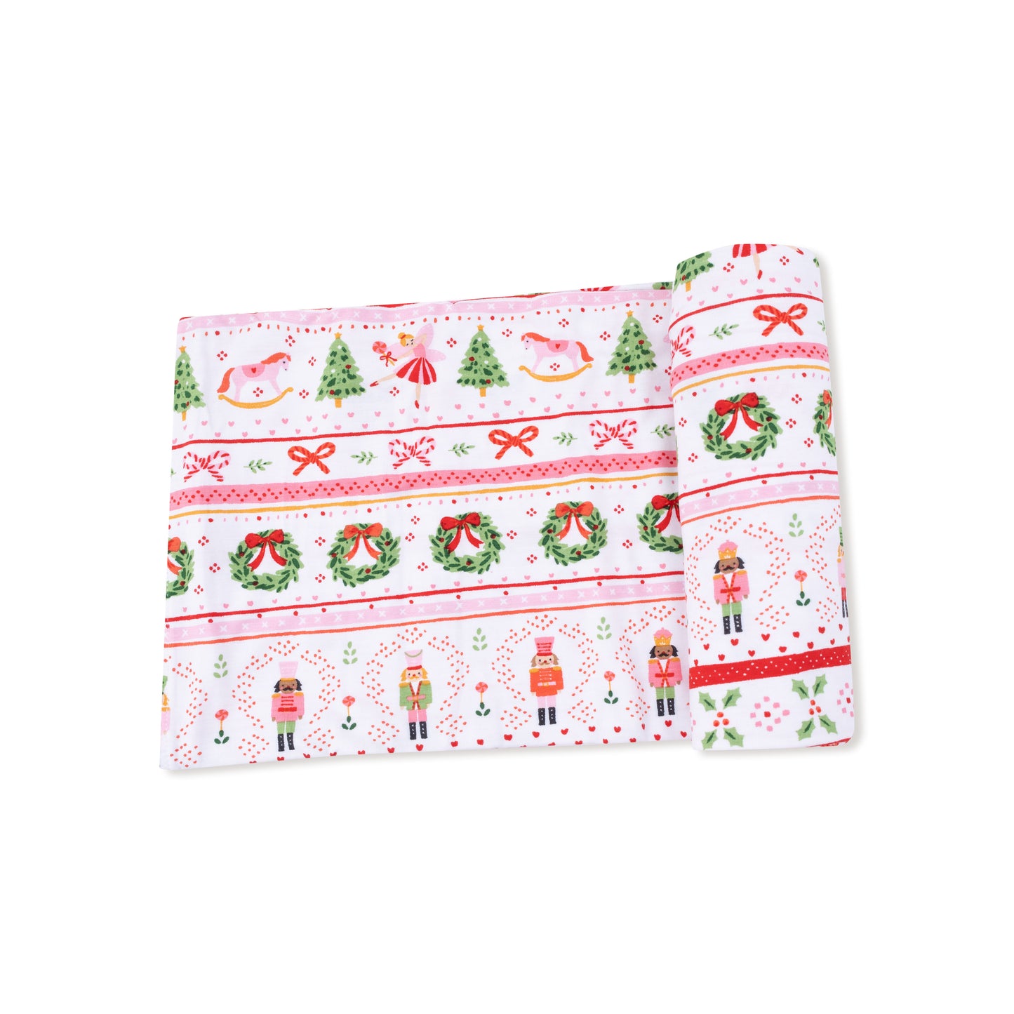 Swaddle Blanket in our  Sugar Plum Fairy - Nutcracker Fair Isle - Pink print from Angel Dear