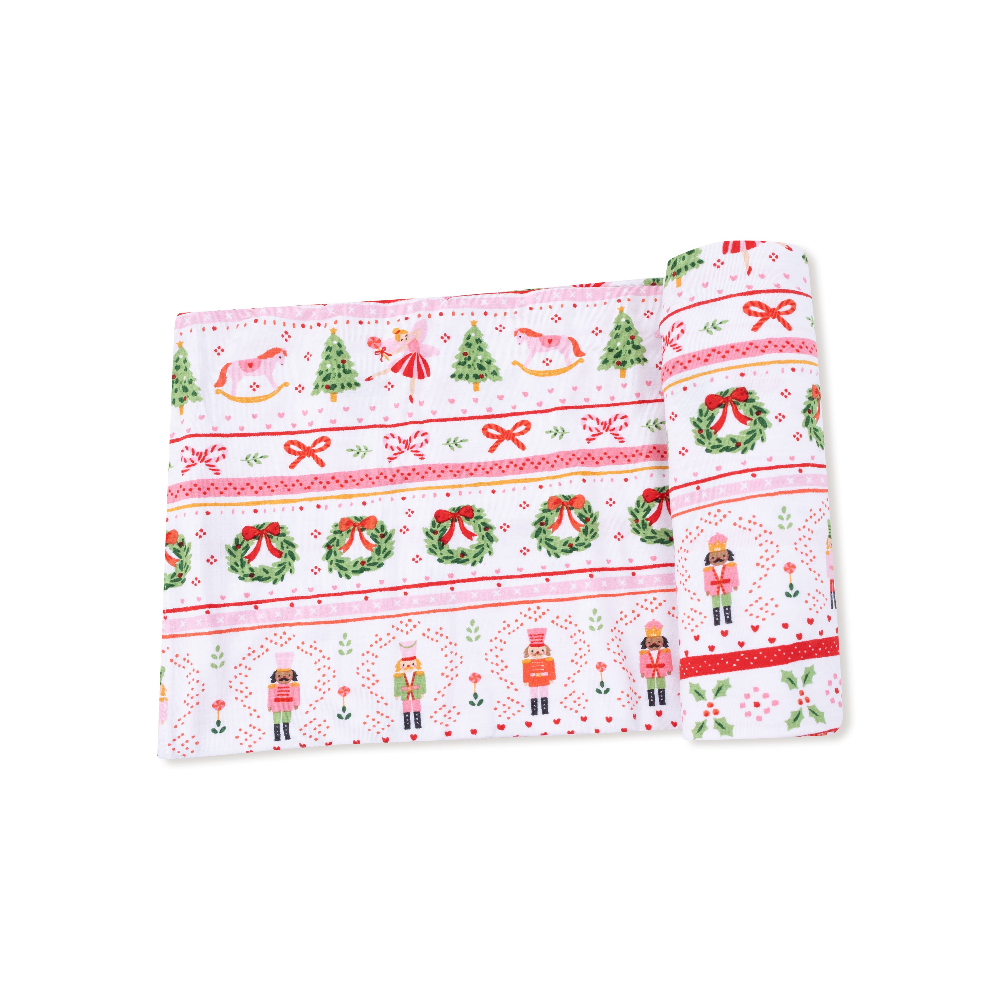 Swaddle Blanket in our  Sugar Plum Fairy - Nutcracker Fair Isle - Pink print from Angel Dear