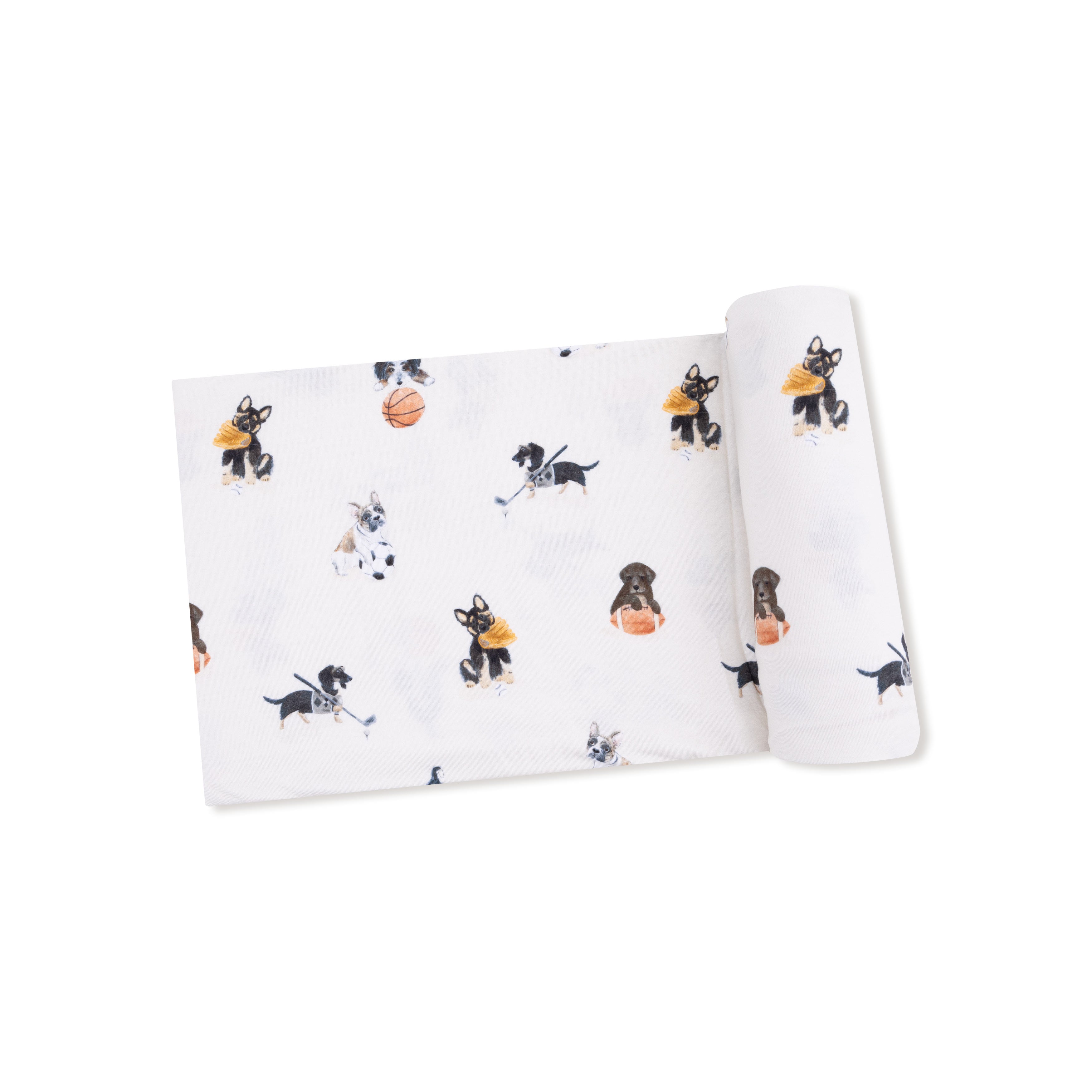 Swaddle Blanket in our  Sporty Puppies print from Angel Dear