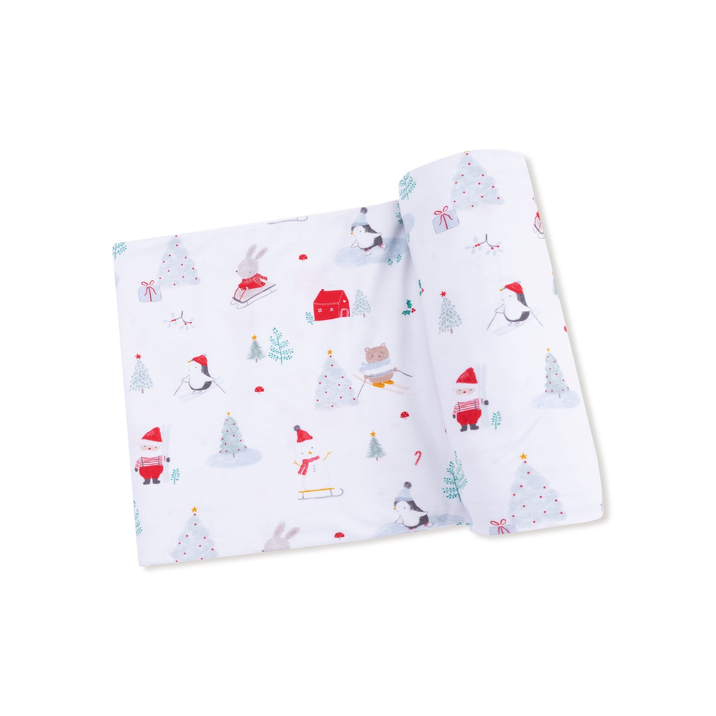 Swaddle Blanket in our  Santa Ski Friends print from Angel Dear