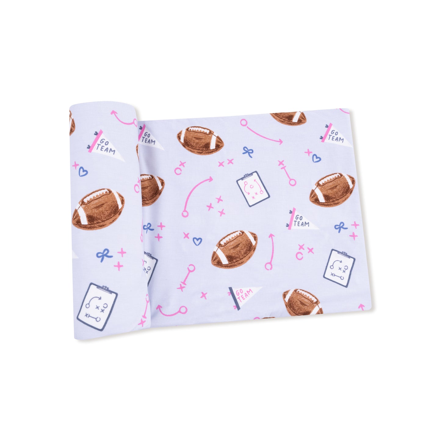 Swaddle Blanket in our  Touchdown Time - Lavender print from Angel Dear