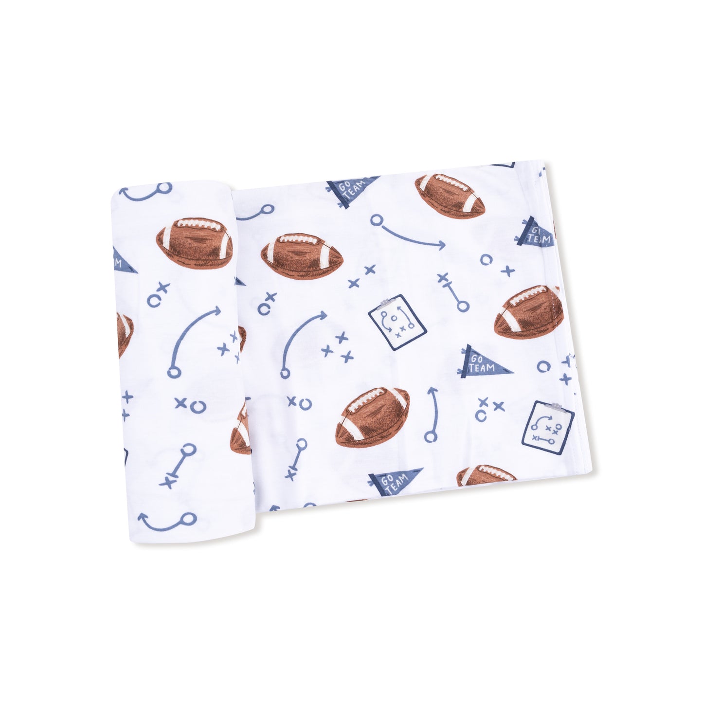 Swaddle Blanekt in our  Touchdown Time - Navy print from Angel Dear