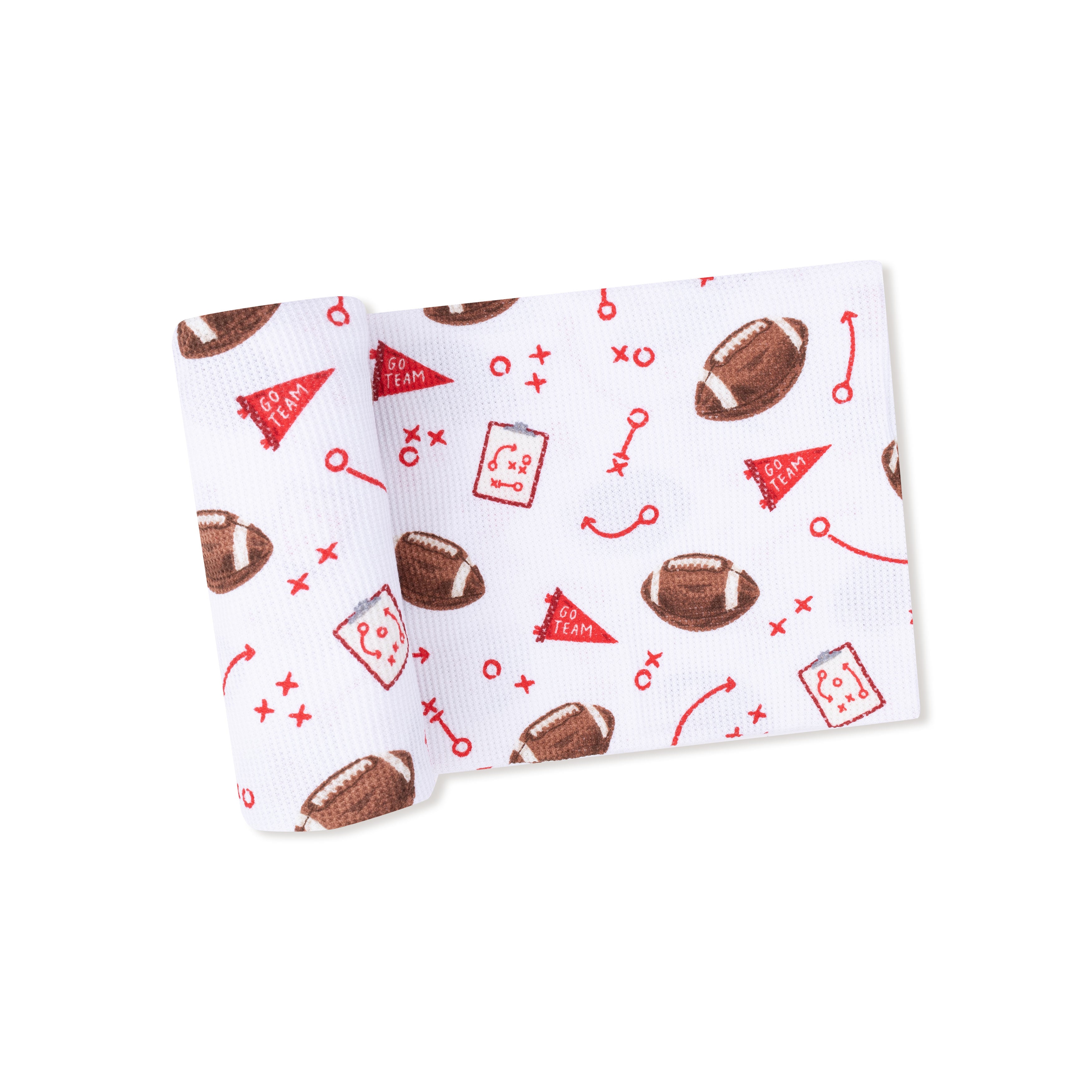 Swaddle Blanket in our  Touchdown Time - Red print from Angel Dear