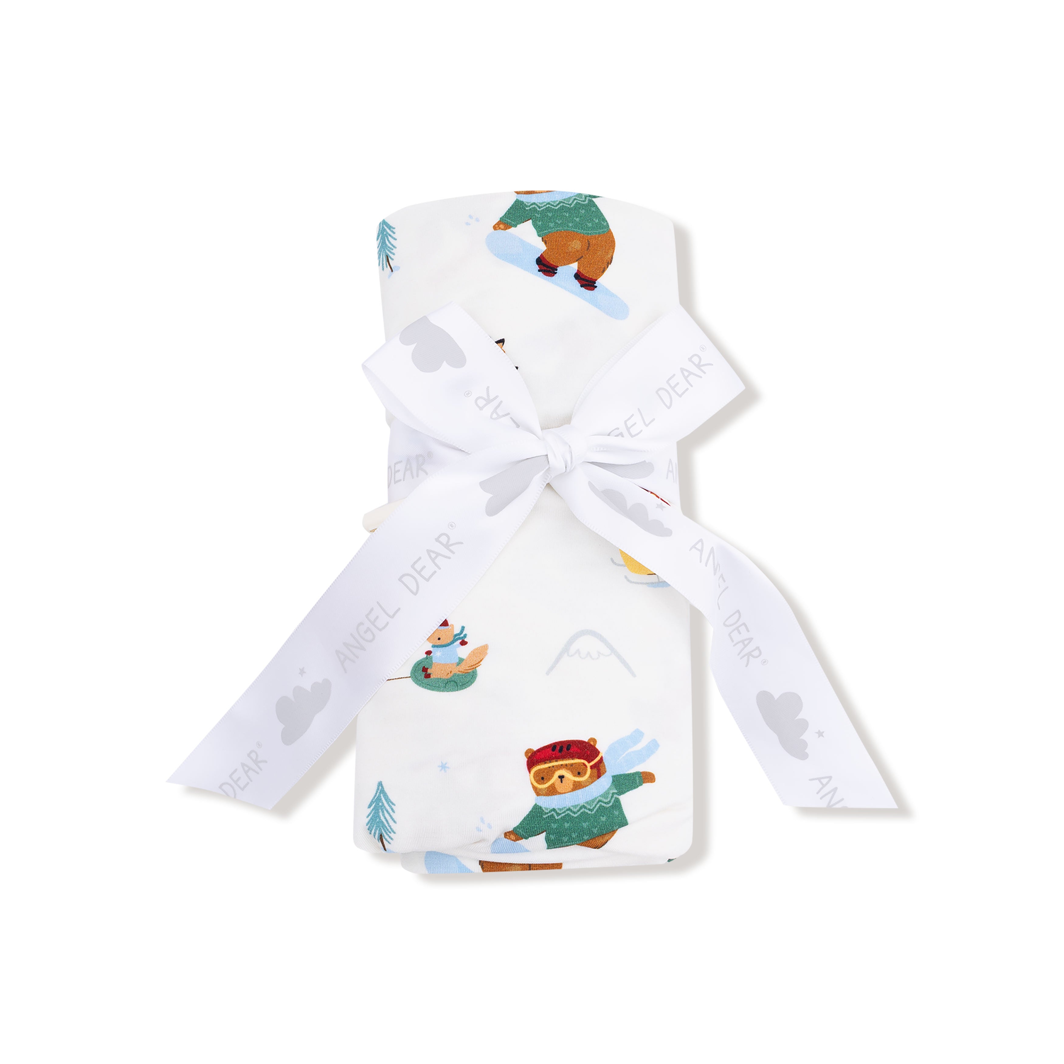 Swaddle Blanket in our  Winter Animal Sports print from Angel Dear