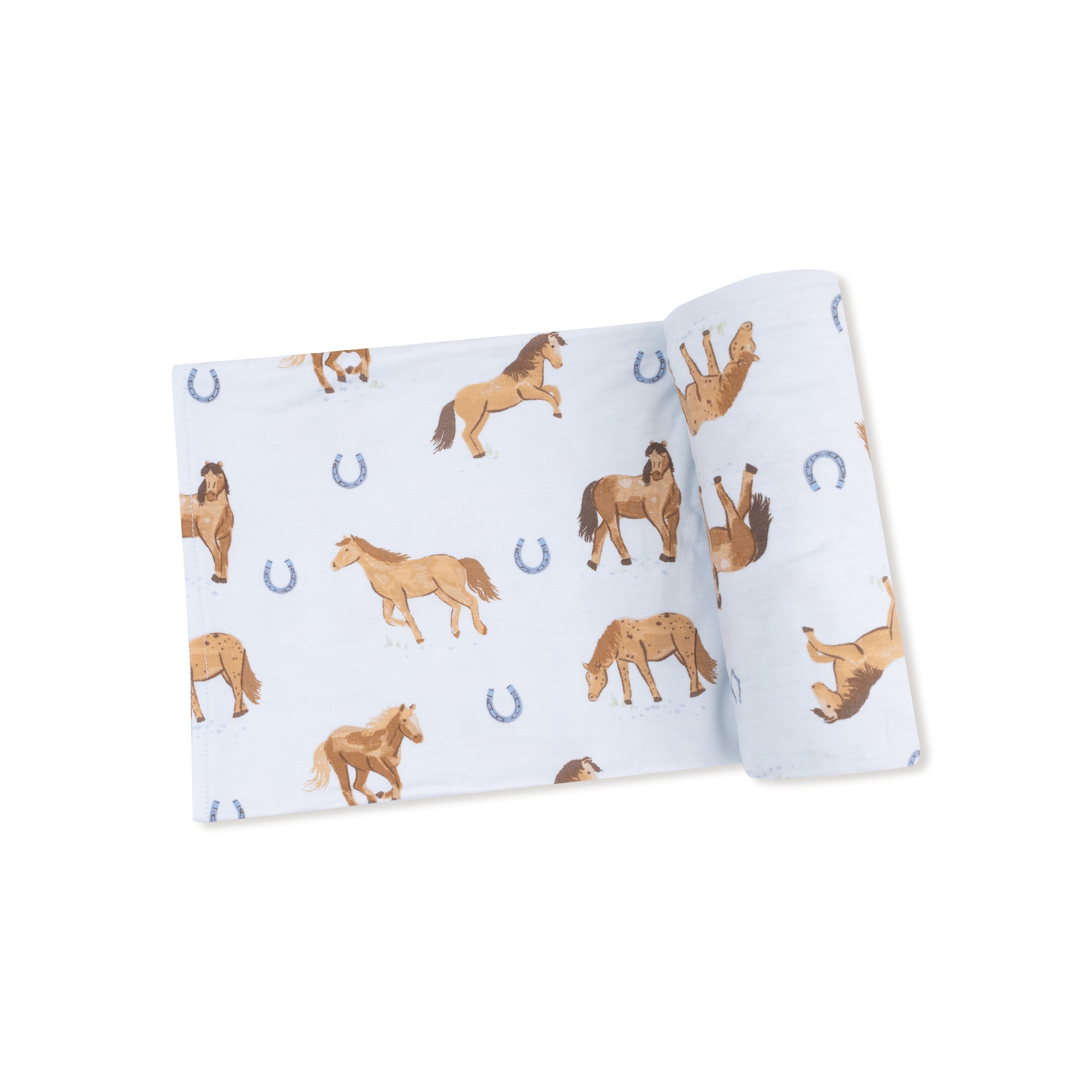 Swaddle Blanket in our  Horses - Blue print from Angel Dear