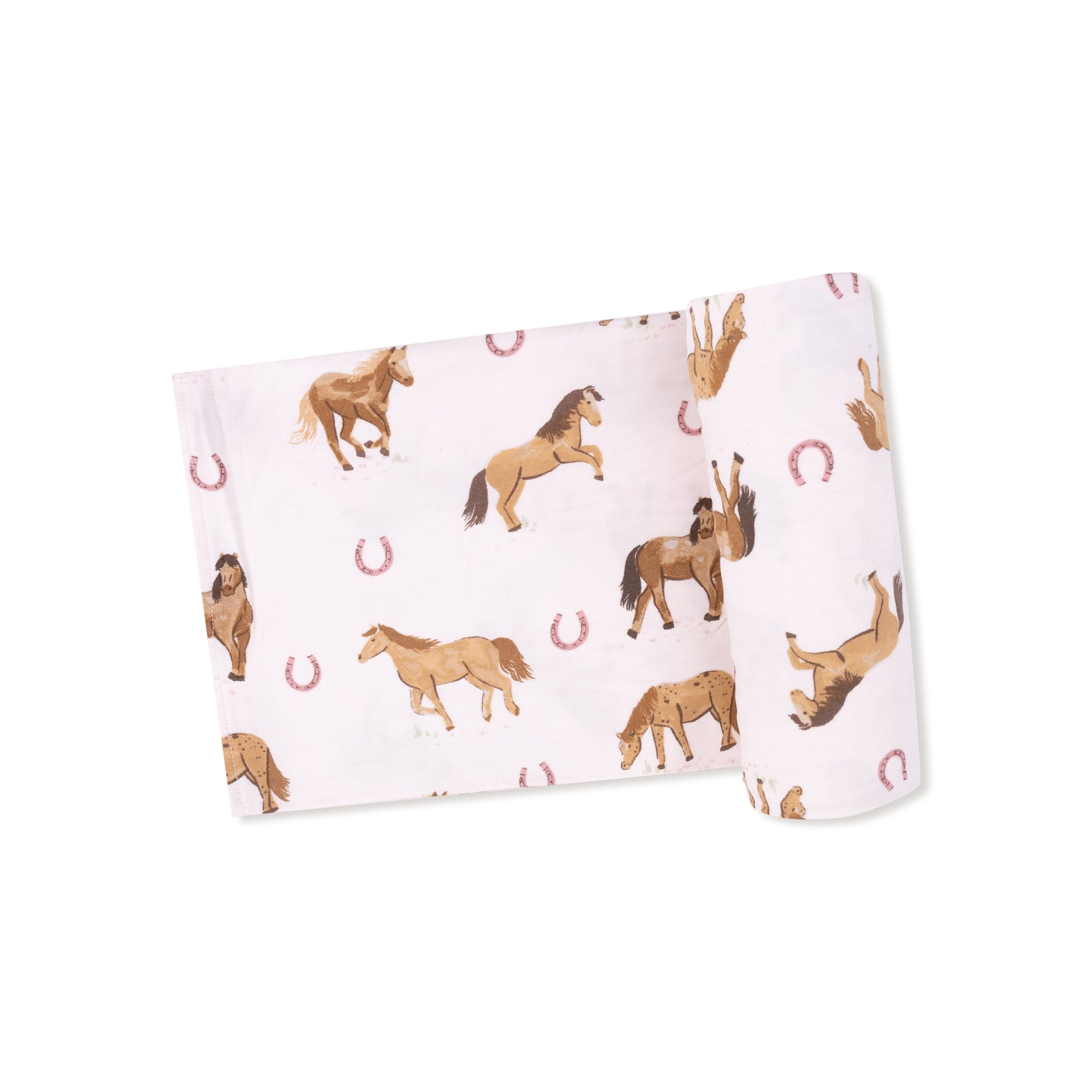 Swaddle Blanket in our  Horses - Pink print from Angel Dear