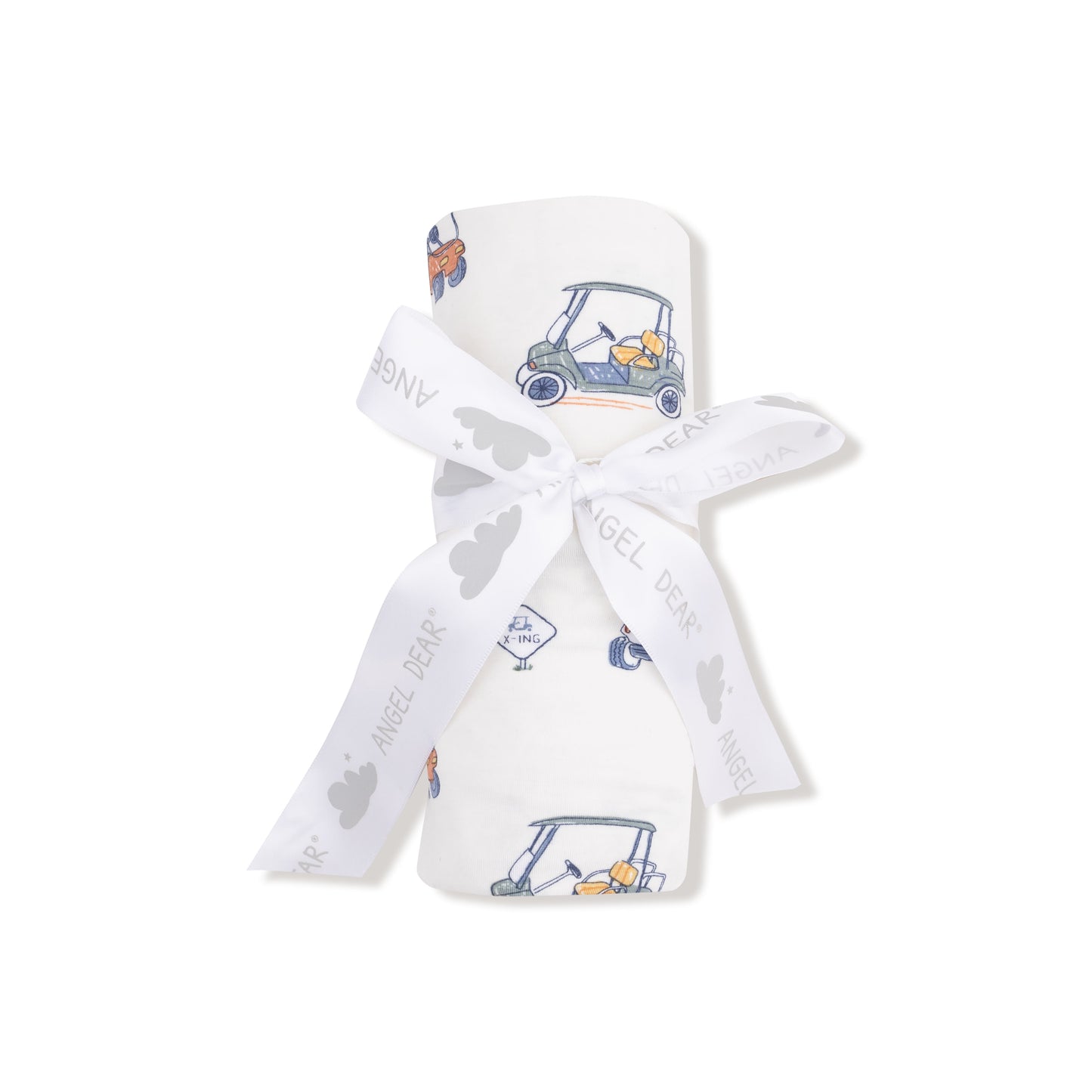 Swaddle Blanket in our  Zooming Golf Carts print from Angel Dear