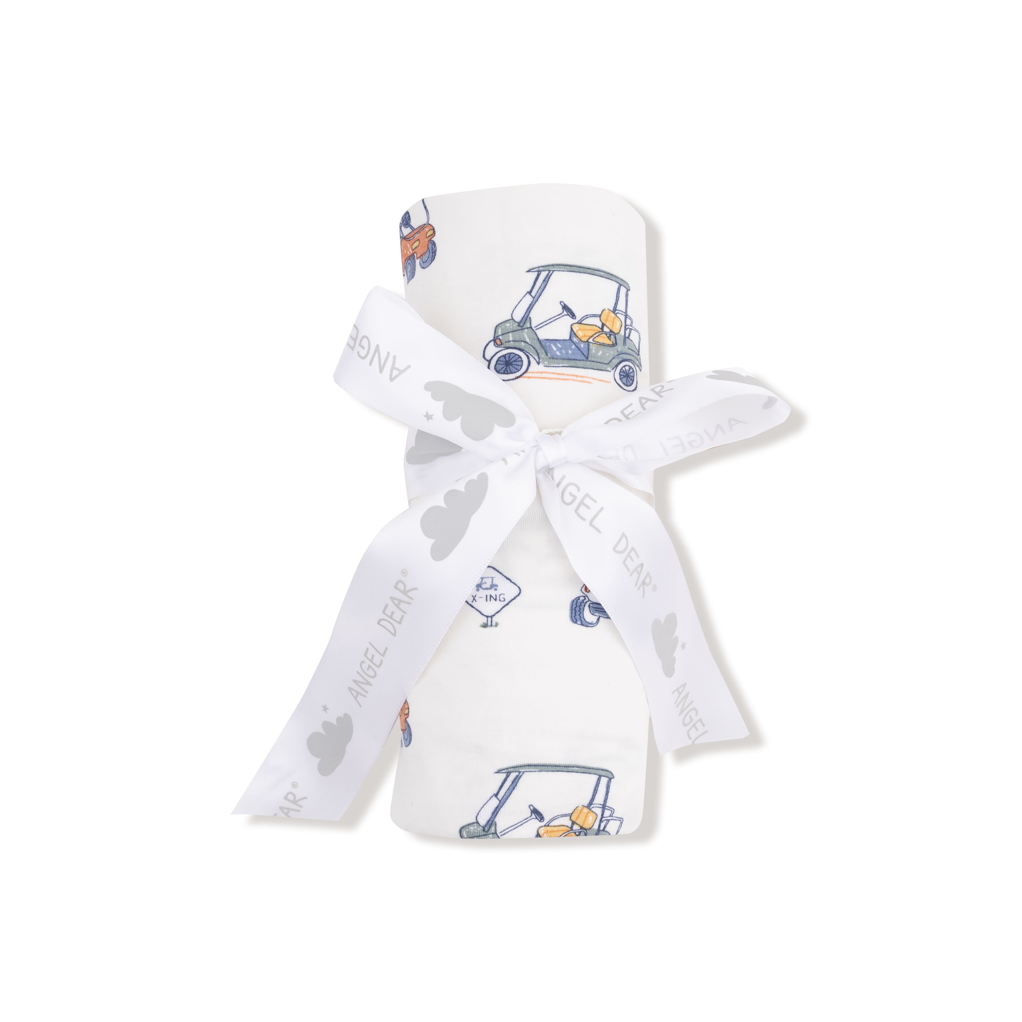 Swaddle Blanket in our  Zooming Golf Carts print from Angel Dear