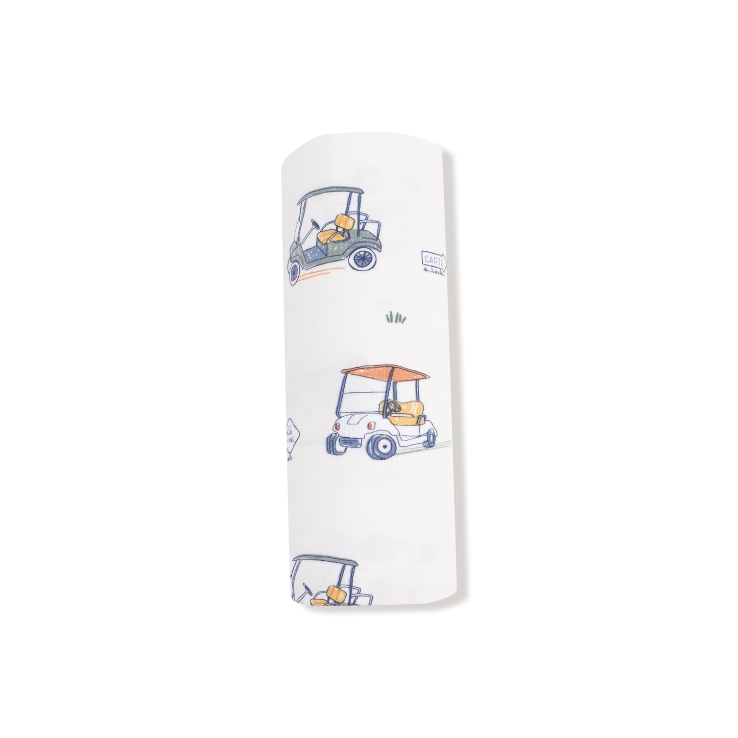 Swaddle Blanket in our  Zooming Golf Carts print from Angel Dear