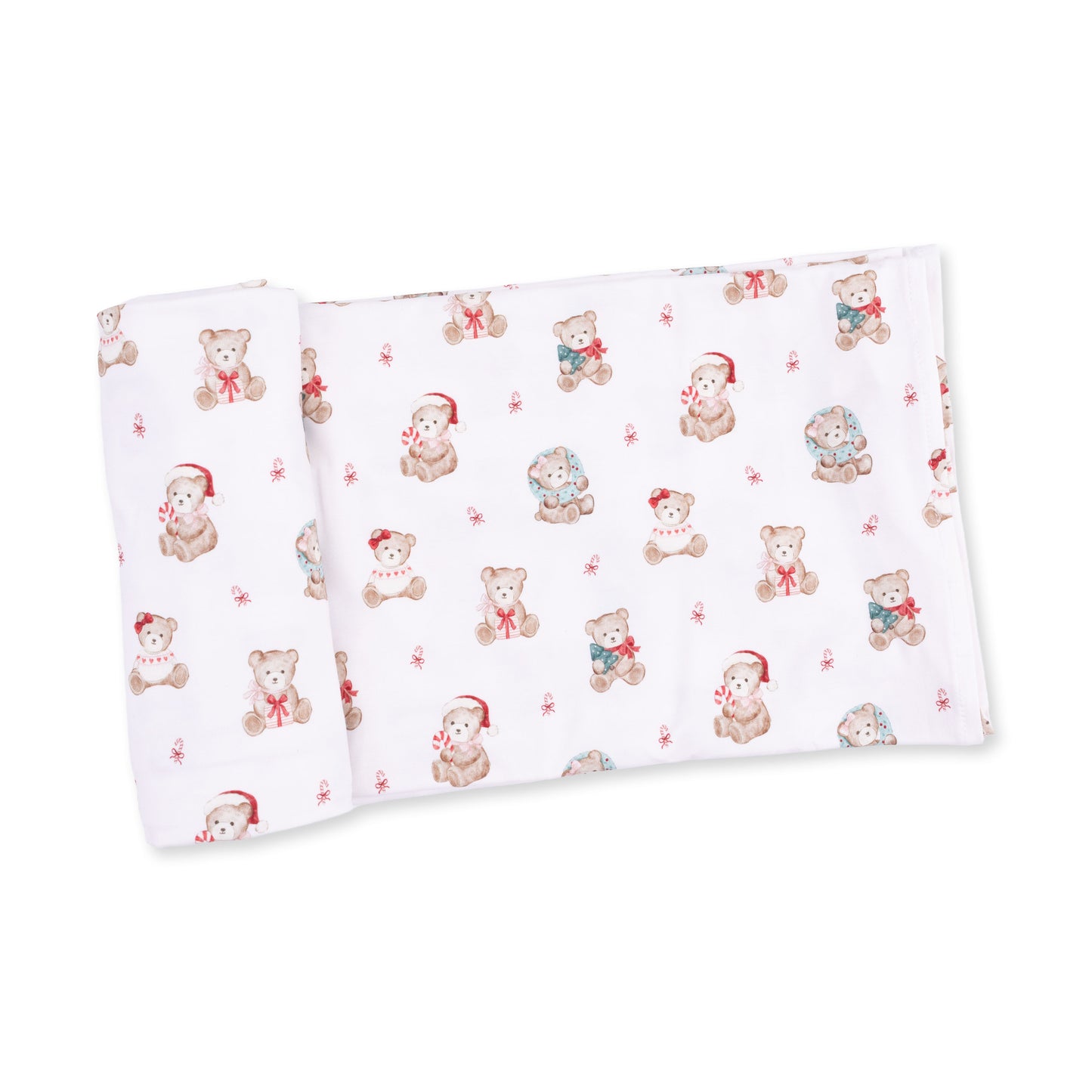 Christmas Teddy Bears Pink - Swaddle Blanket