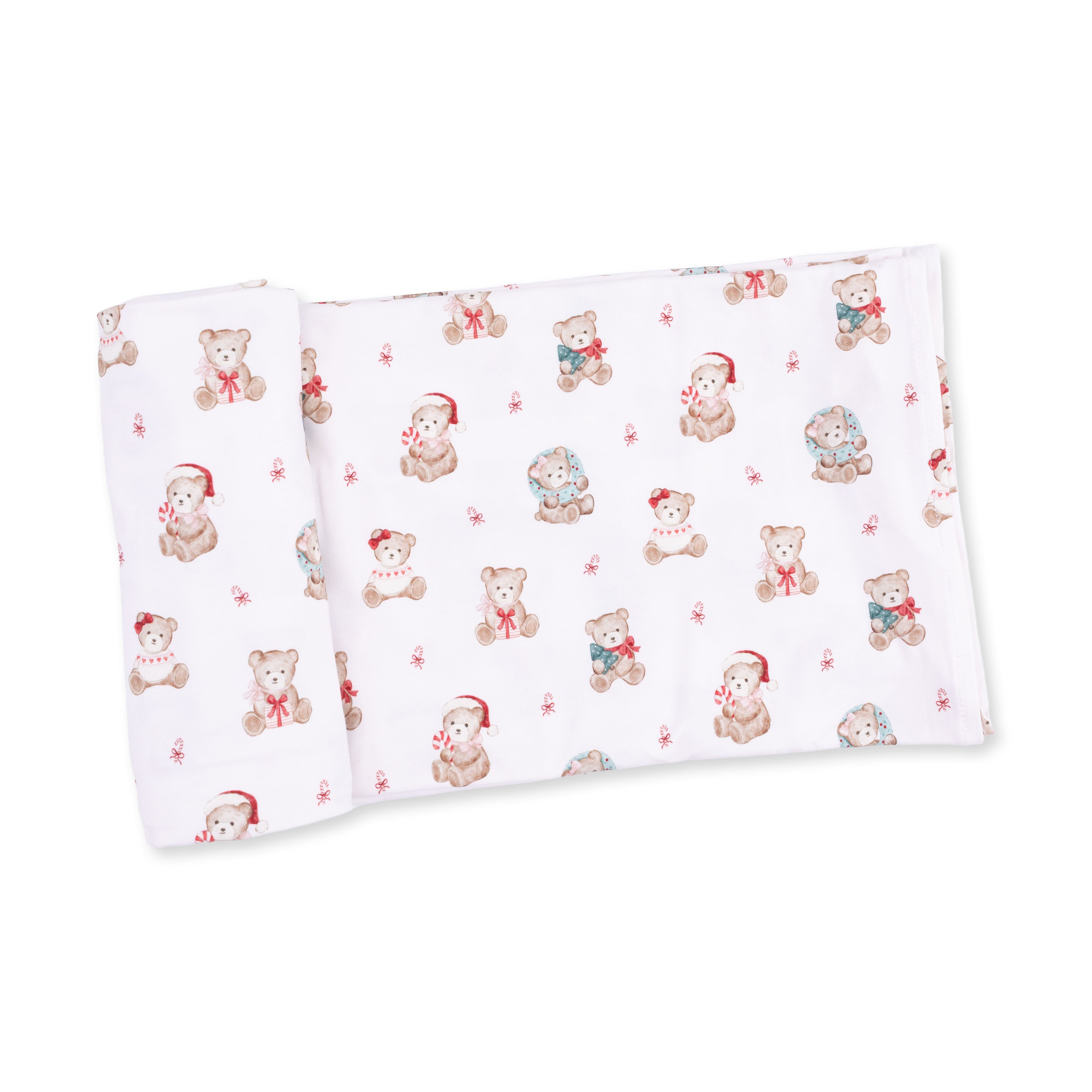 Christmas Teddy Bears Pink - Swaddle Blanket