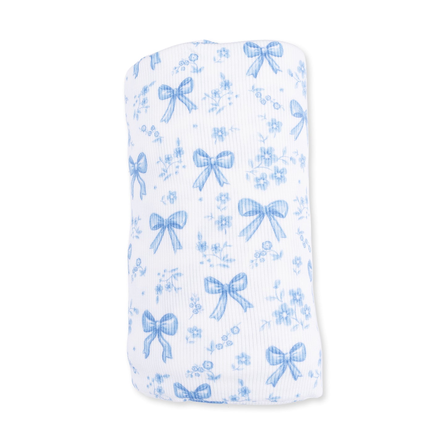 Blue Bows and Flowers - Swaddle Blanket
