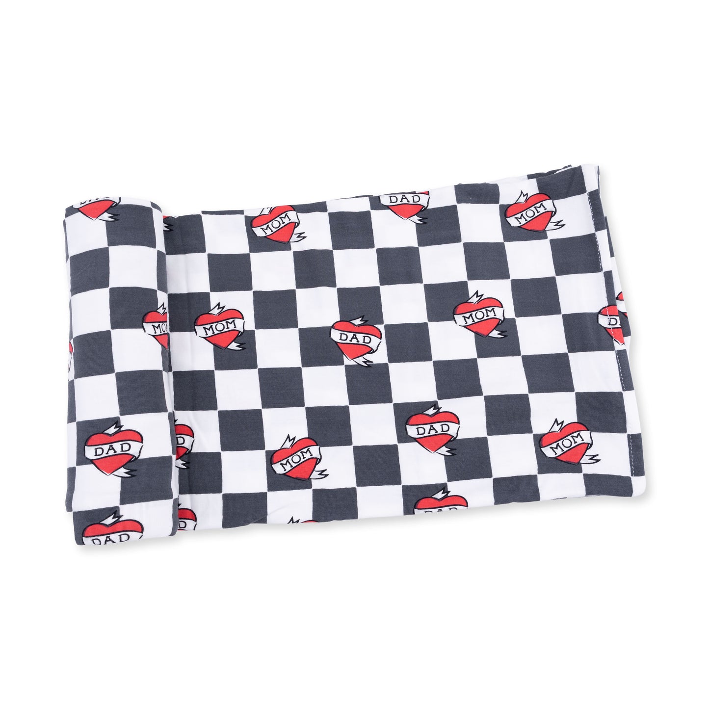 Heart Tattoo Check Black - Swaddle Blanket