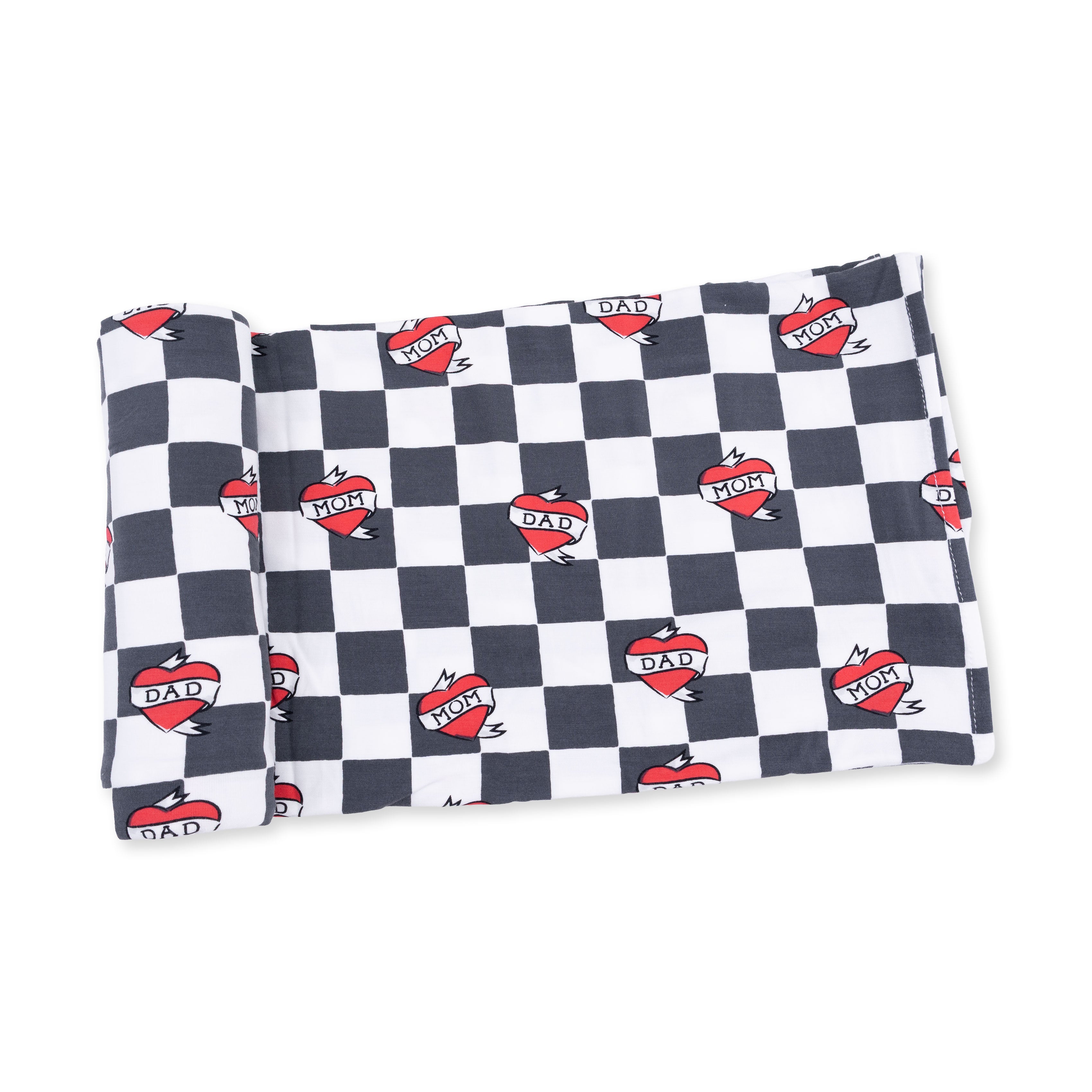 Heart Tattoo Check Black - Swaddle Blanket