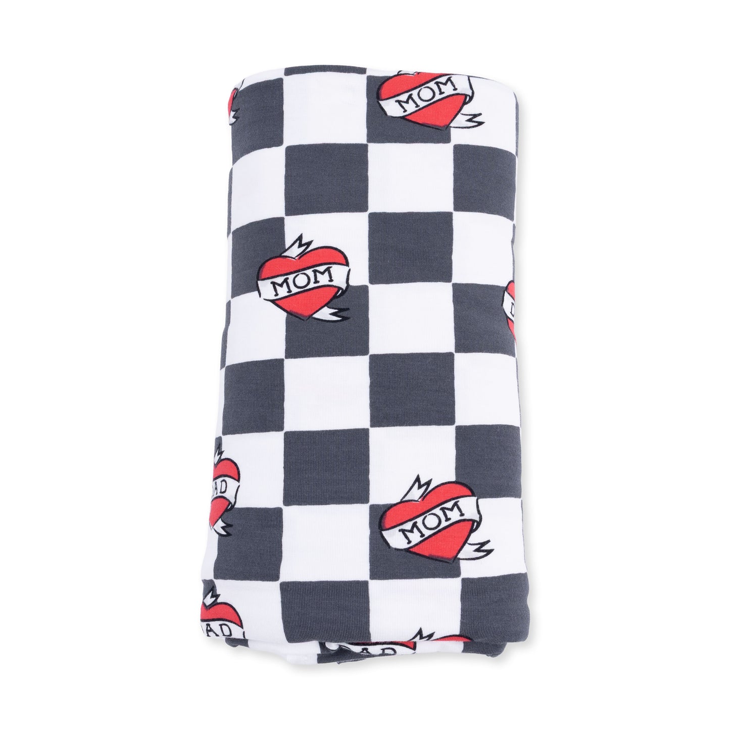 Heart Tattoo Check Black - Swaddle Blanket