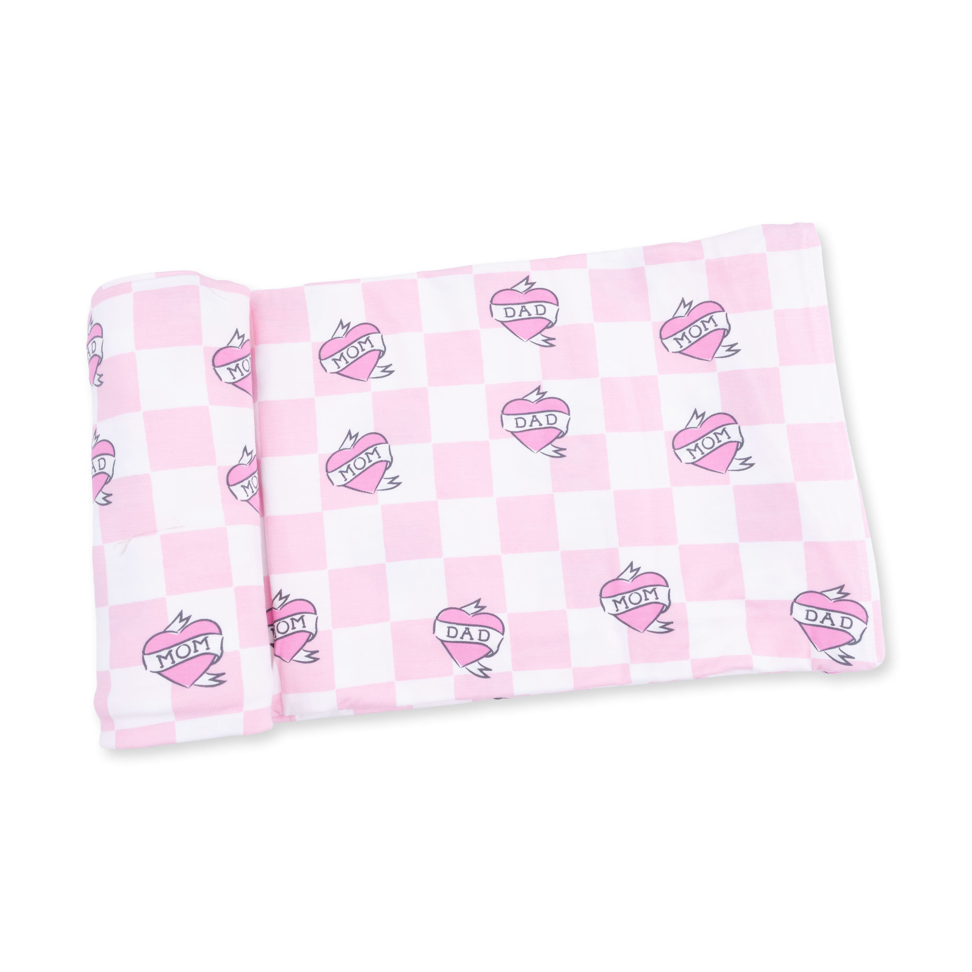 Heart Tattoo Check Pink - Swaddle Blanket