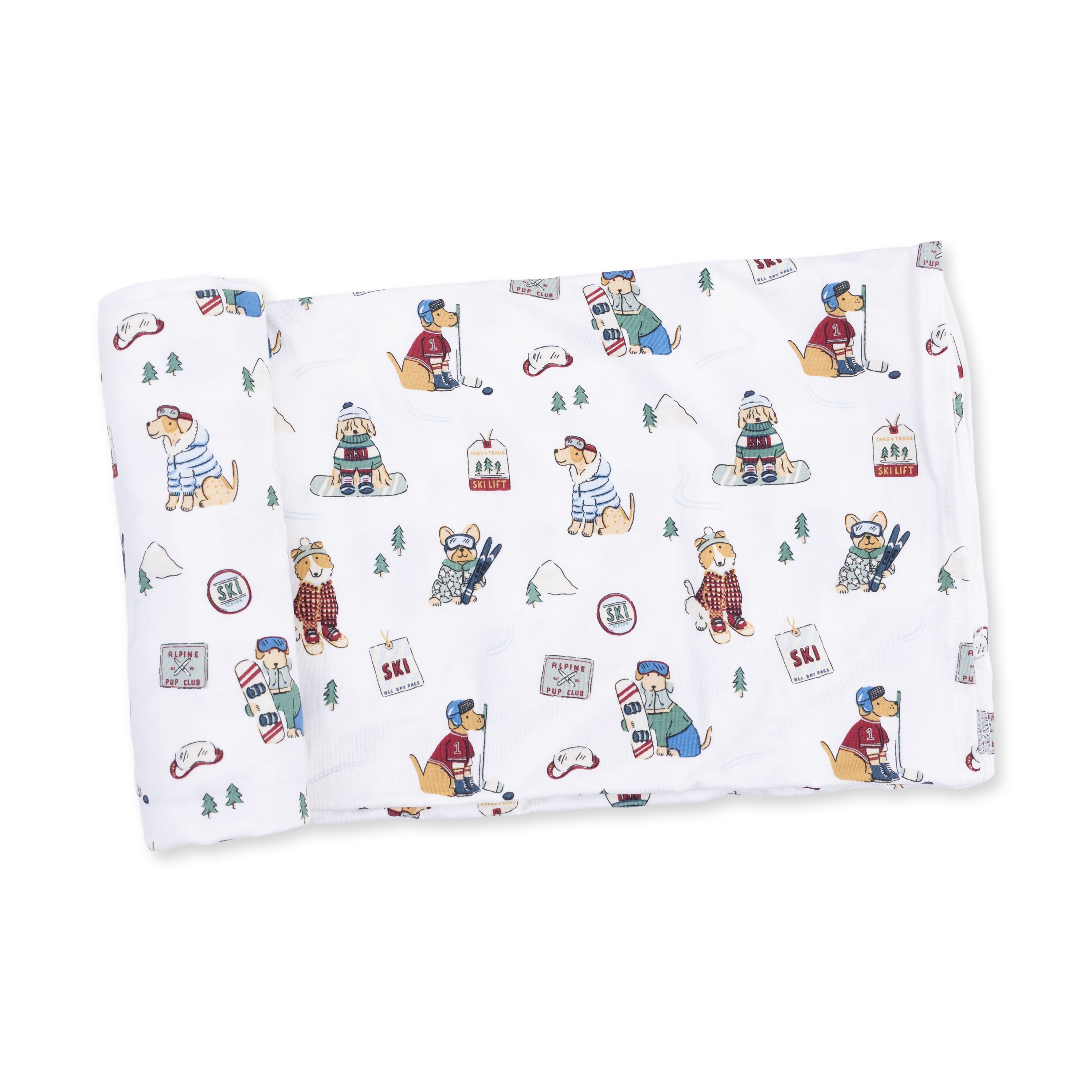 Winter Sports Dogs Green - Swaddle Blanket