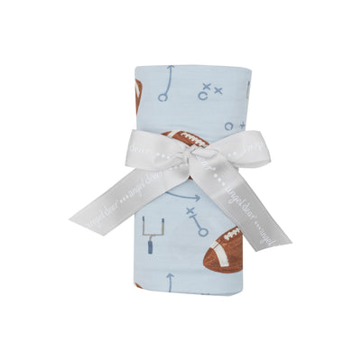 Swaddle Blanket - Footballs Blue