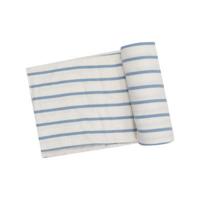 Swaddle Blanket - Modal Rib Stripe - Glacier Lake-Angel Dear