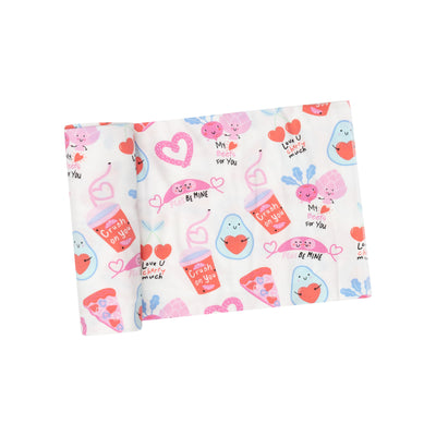 Swaddle Blanket - Love You Foodie Much Pink-Angel Dear