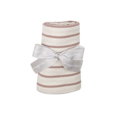 Swaddle Blanket - Modal Rib French Stripe -Misty Rose-Angel Dear