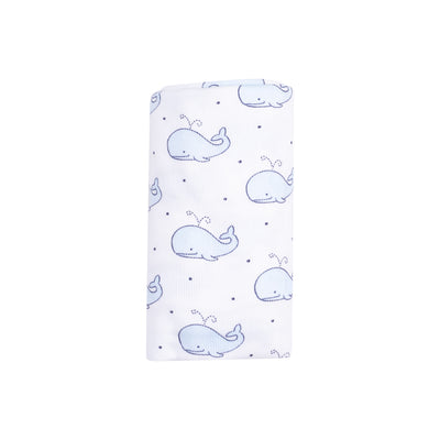 Swaddle Blanket - Bubbly Whale Blue-Angel Dear