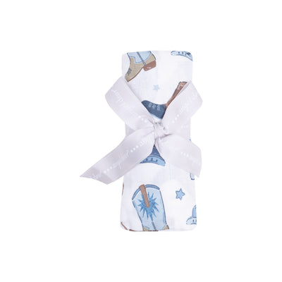 Swaddle Blanket - Cowboy Boots Blue