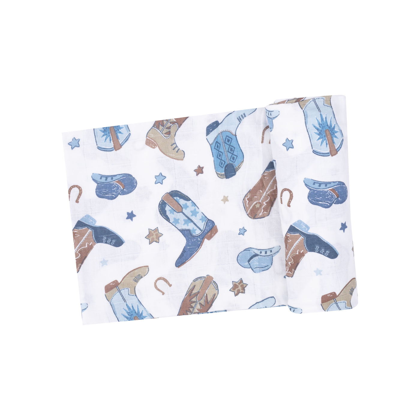 Swaddle Blanket - Cowboy Boots Blue