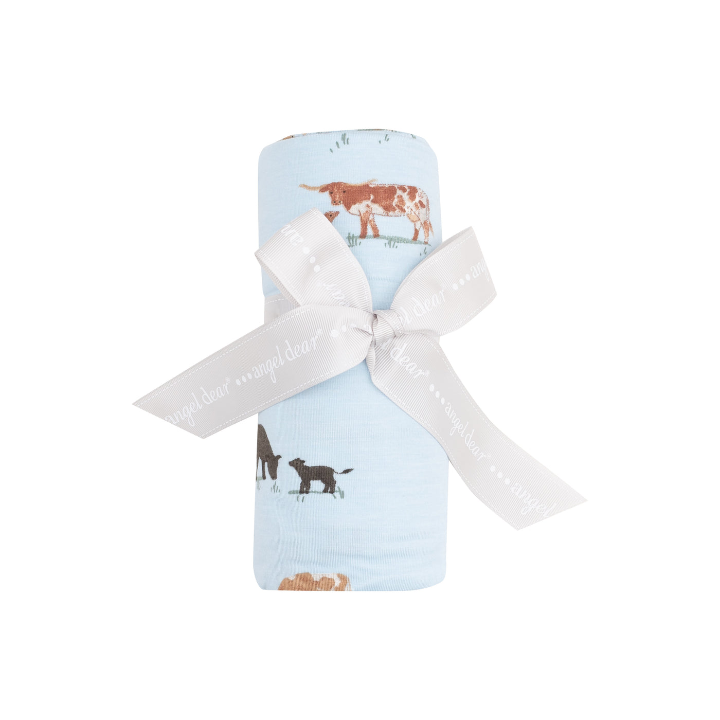 Swaddle Blanket - Cow Families Blue