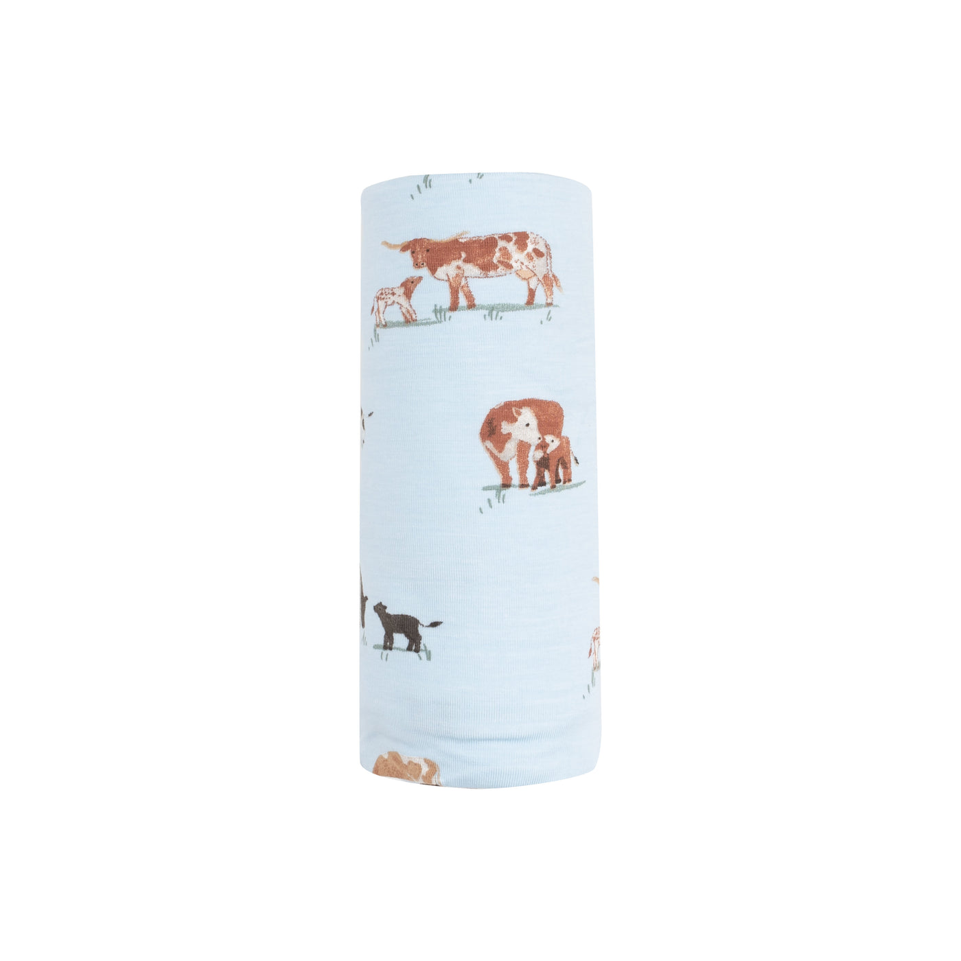 Swaddle Blanket - Cow Families Blue