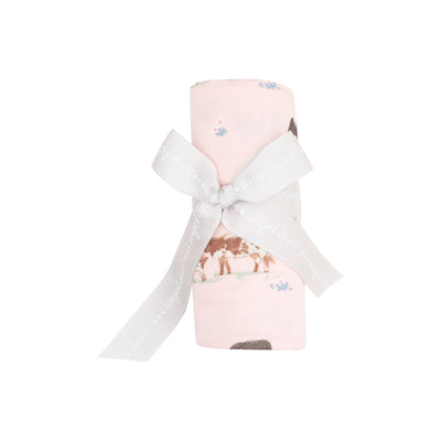 Swaddle Blanket - Cow Families Pink